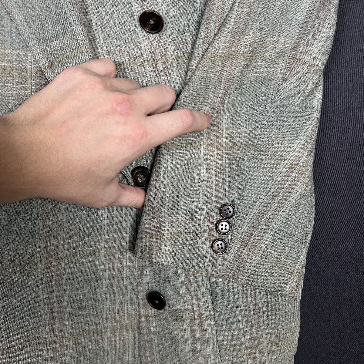 Hermes Vintage Hermès Paris Plaid Double Breasted Laine Blazer M L Size 50S - 6 Thumbnail