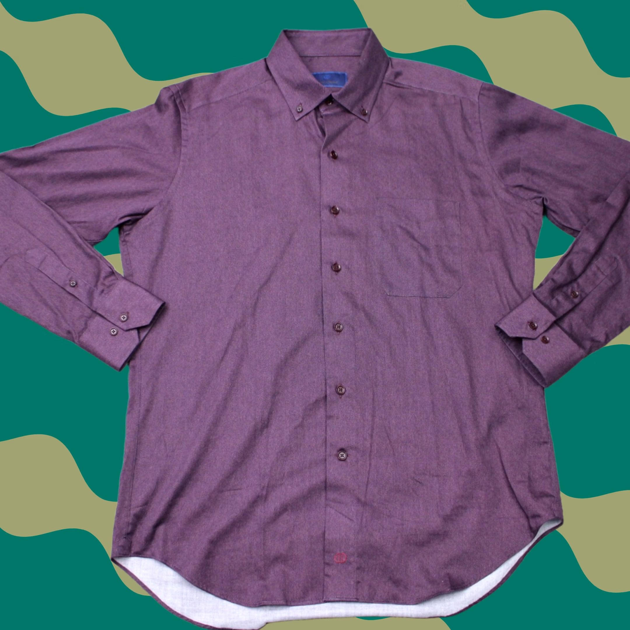 David Donahue David Donahue Shirt Mens Large Purple 100% Cotton Long Sleeve Button Down Size US L / EU 52-54 / 3 - 1 Thumbnail