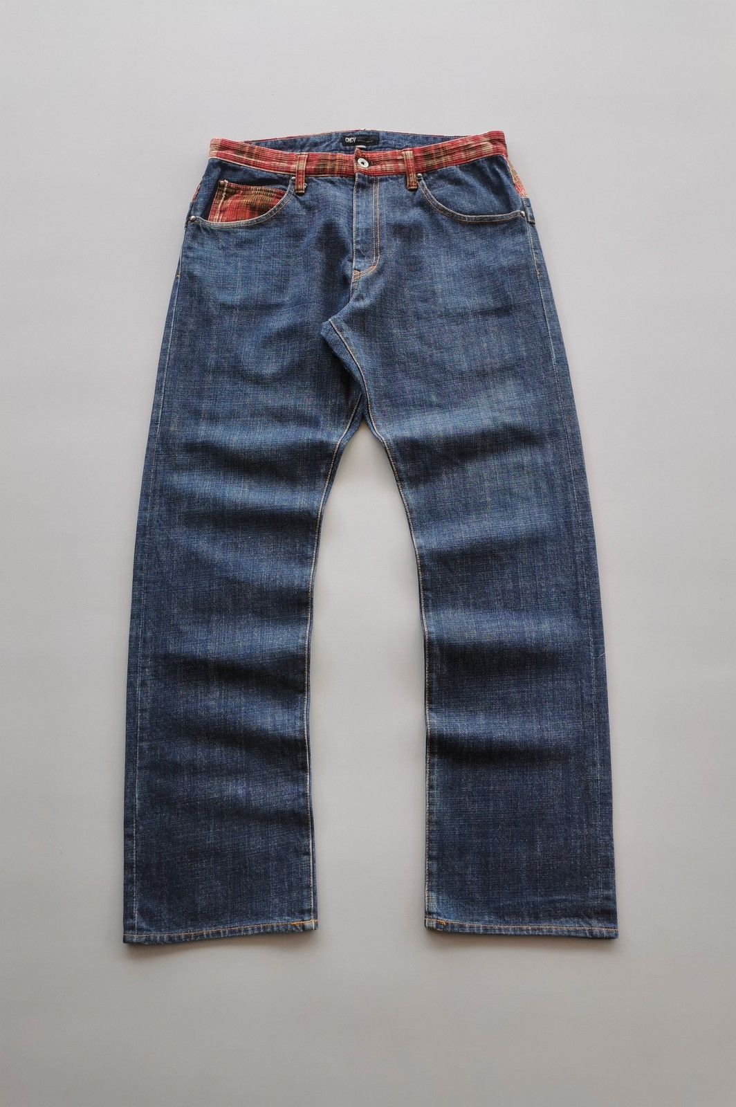 14th Addiction Concave Attempt Double Back Waist Tartan Denim Jeans Size US 33 - 6 Thumbnail