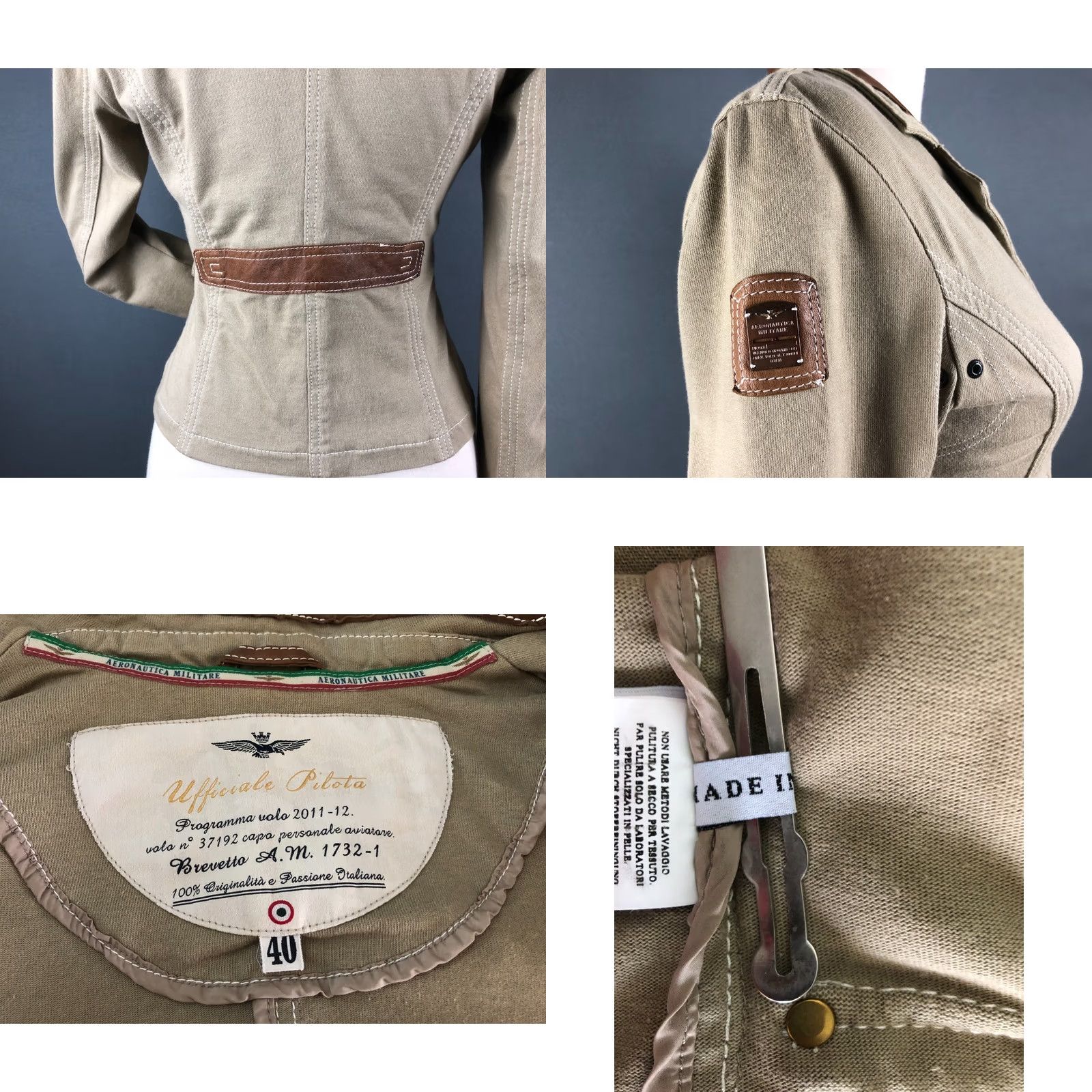 Aeronautica Militare Aeronautica Militare Blazer Shirt Womens 40 Khaki Cotton Single-Breasted Size S / US 4 / IT 40 - 9 Thumbnail