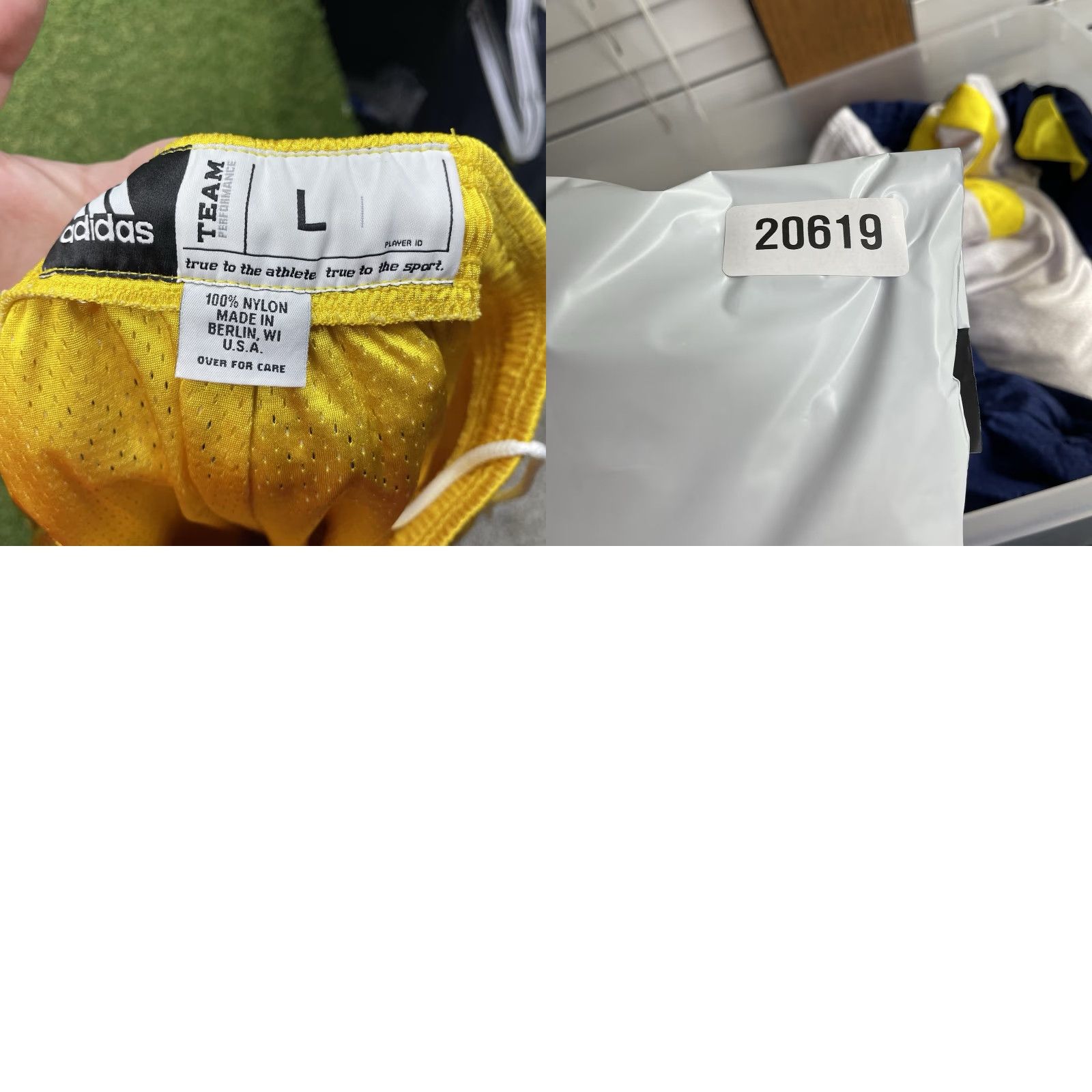 Adidas VINTAGE adidas Michigan Wolverines Shorts Mens L Yellow Jersey Logo Embroidered Team Issued Y2K Casual Sports University USA Basketball Baggy Pro Cut Size US 33 - 8 Thumbnail