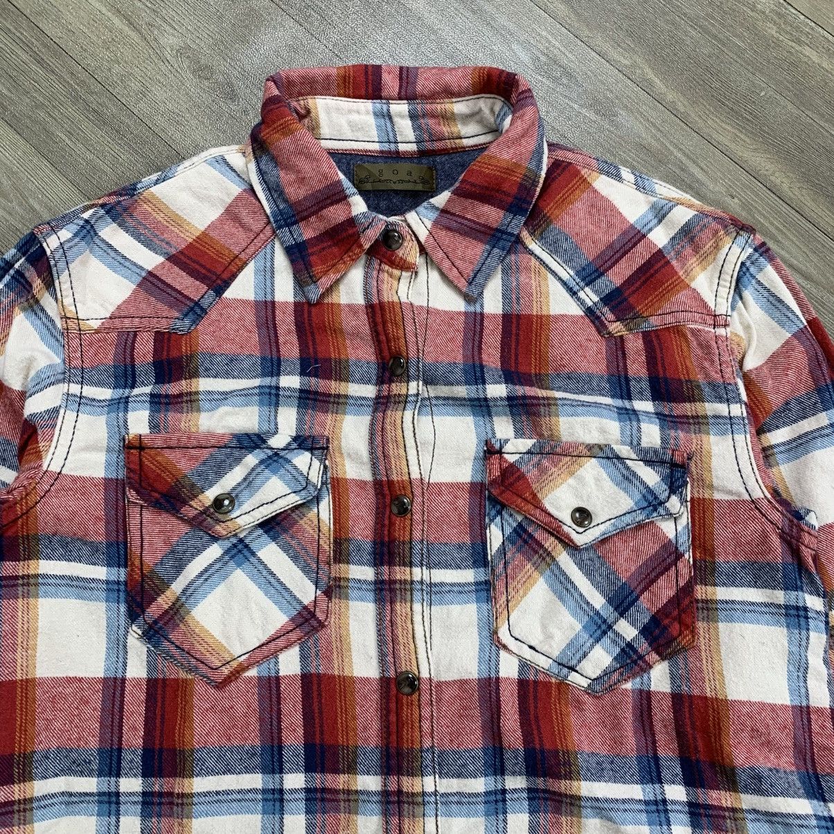 If Six Was Nine × Japanese Brand × Le Grande Bleu (L.G.B.) GOA Punk Unfinished Plaid Western Flanel Shirt Size US S / EU 44-46 / 1 - 5 Thumbnail