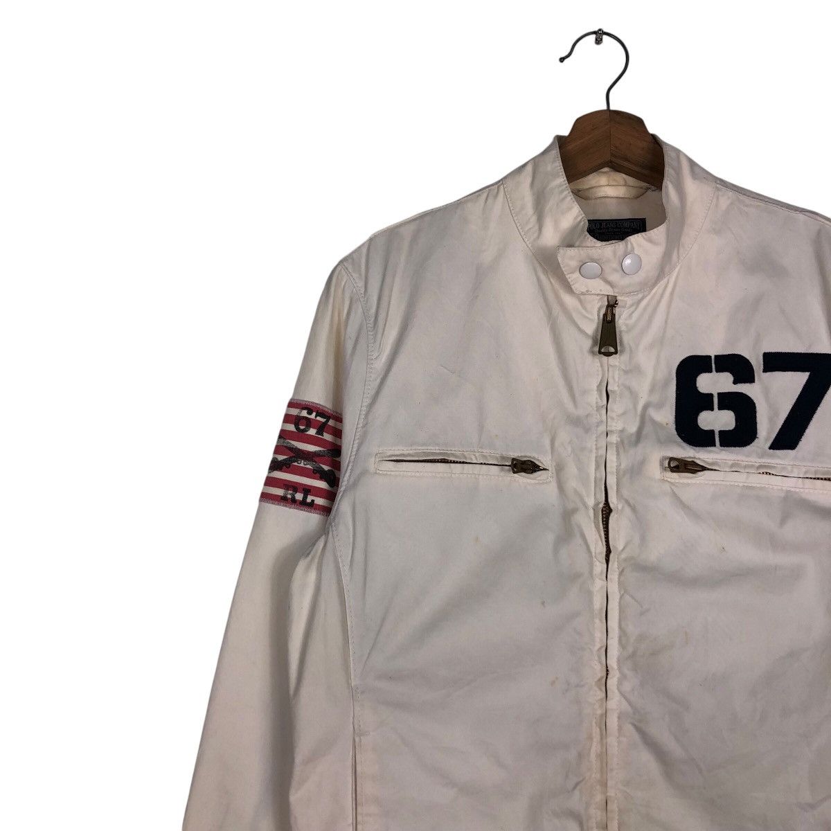 Polo Ralph Lauren Biker Jacket Zipper Ralph Lauren Mfg Polo Jeans Company Flag Size US M / EU 48-50 / 2 - 8 Thumbnail