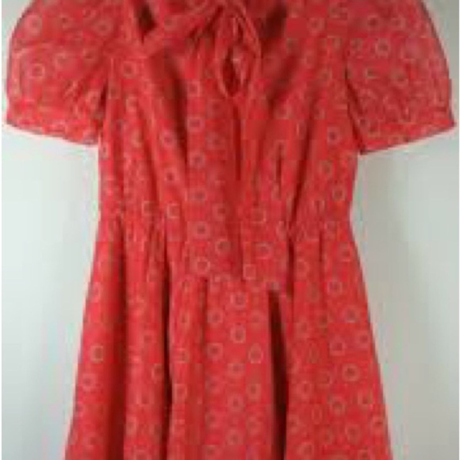 Ted Baker Ted Baker London Silk Red Puff Sleeve Mini Dress w Tie Neck Size M / US 6-8 / IT 42-44 - 5 Thumbnail