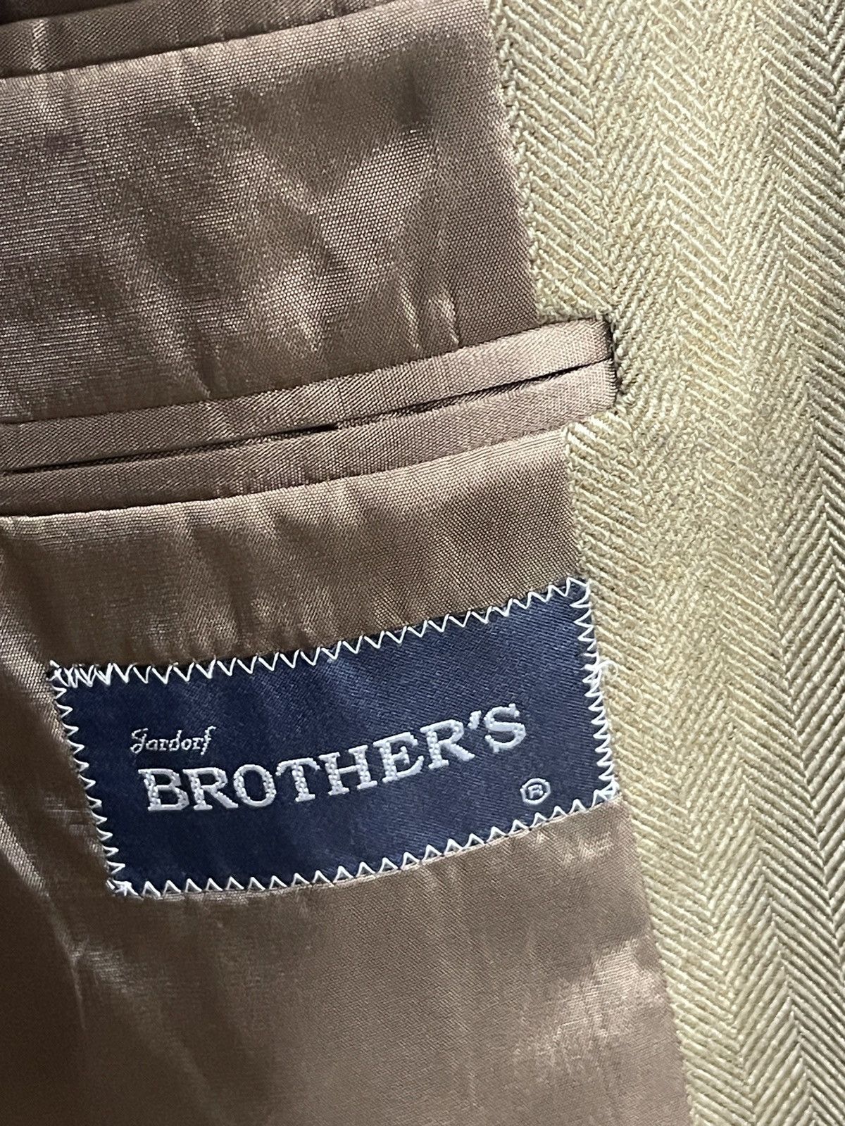 Vintage 🔥Vintage blazer beige herringbone pattern classic jacket Size 46R - 6 Thumbnail