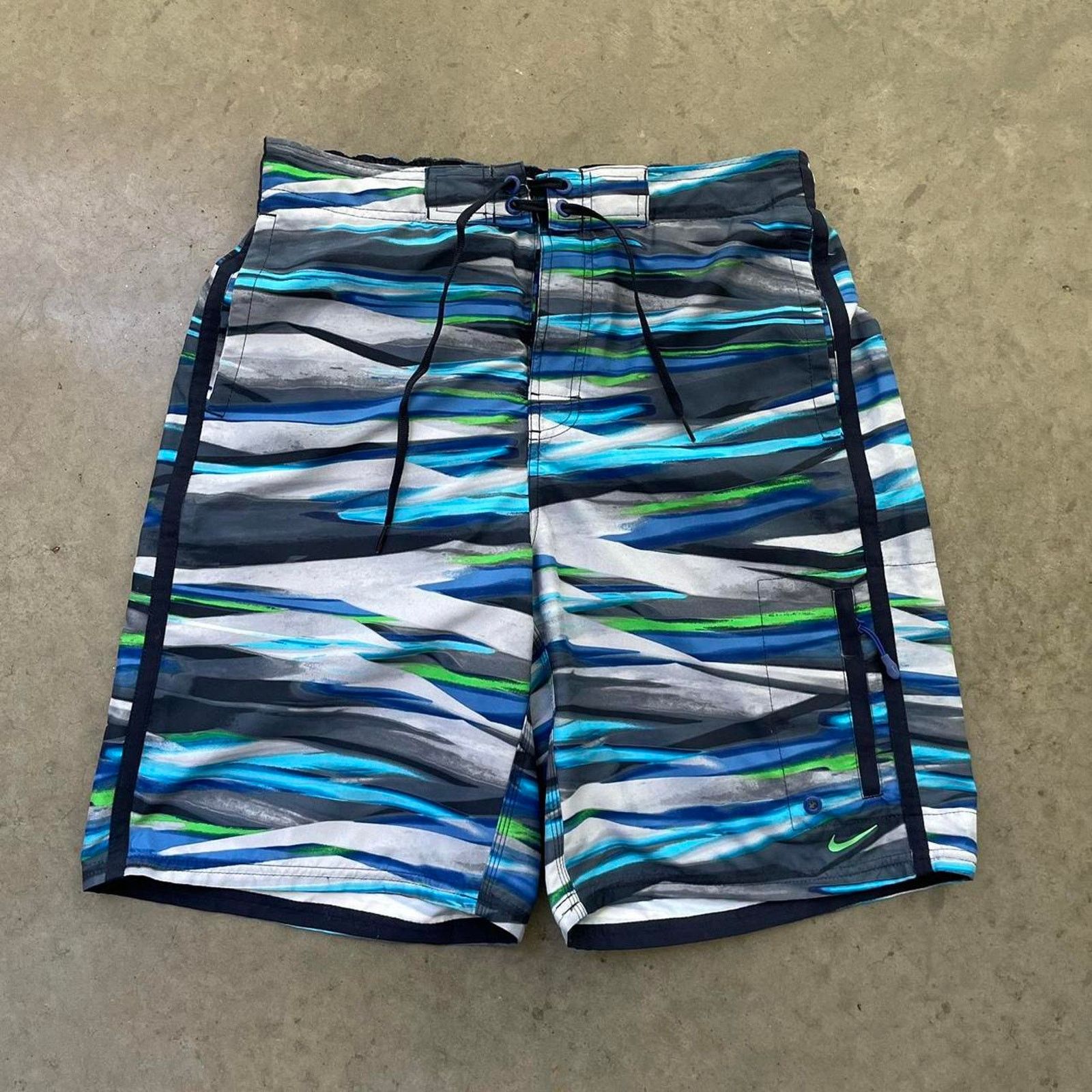 Nike Nike Blue/Green Pattern Swim Shorts Size US 32 / EU 48 - 1 Thumbnail