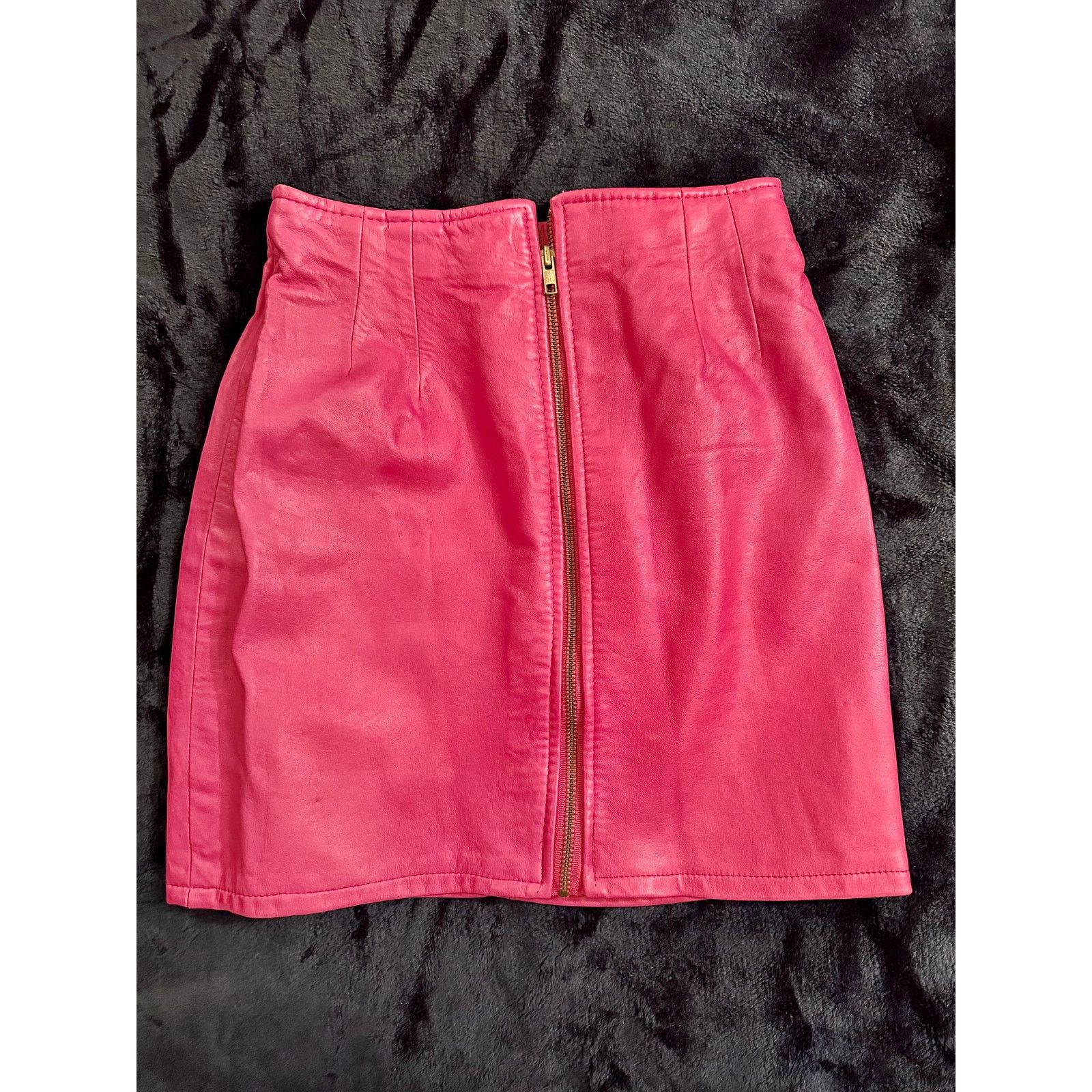 Other VINTAGE 80s VAKKO PINK LEATHER ZIP FRONT MINI SKIRT 4 Size 24" / US 00 / IT 34 - 3 Thumbnail