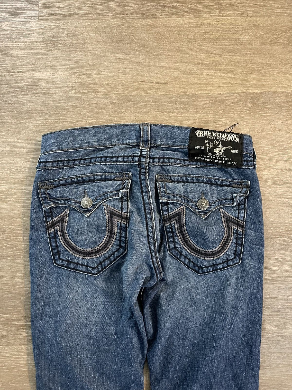 True Religion × Vintage VINTAGE TRUE RELIGION STRAIGHT FIT THICK STITCH DENIM JEANS Size US 34 / EU 50 - 3 Thumbnail