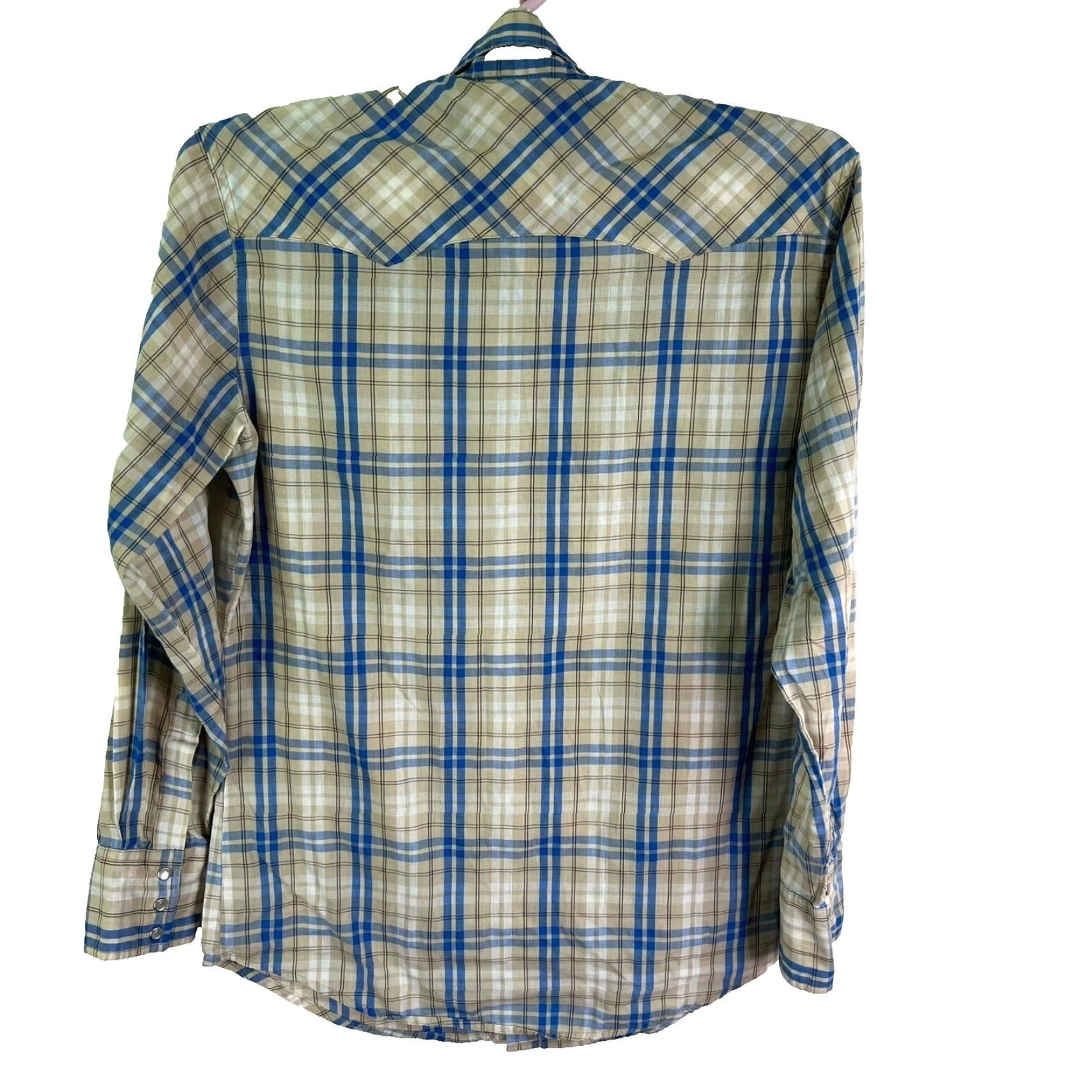 Wrangler VINTAGE Wrangler Wrancher Plaid Snap-Button Shirt Mens M Blue Long Sleeve Size US M / EU 48-50 / 2 - 6 Thumbnail