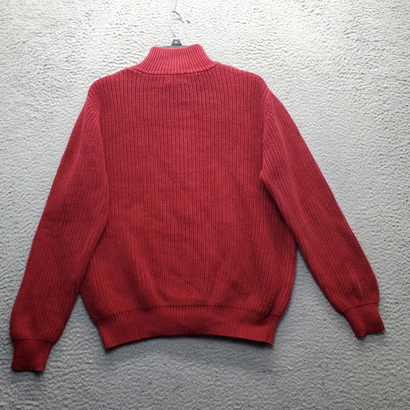 Vintage L.L. Bean Sweater Cardigan Mens Medium Dark Red Chunky Knit Mock Neck Full Zip Size US M / EU 48-50 / 2 - 2 Thumbnail