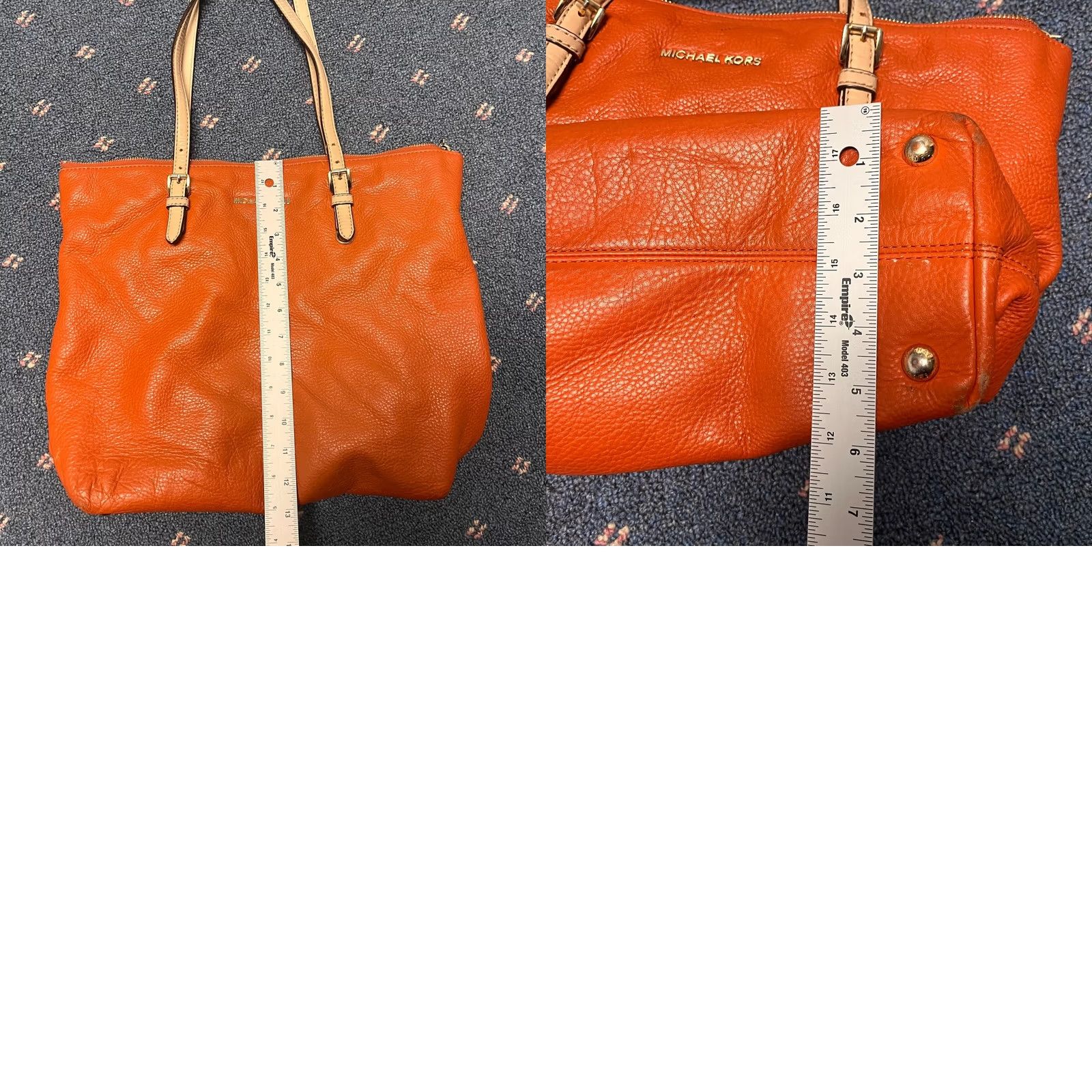 Michael Kors Michael Kors Jet Set Leather Tote Medium Orange Travel Bag Zipper Closure Tote Womens Size ONE SIZE - 9 Thumbnail