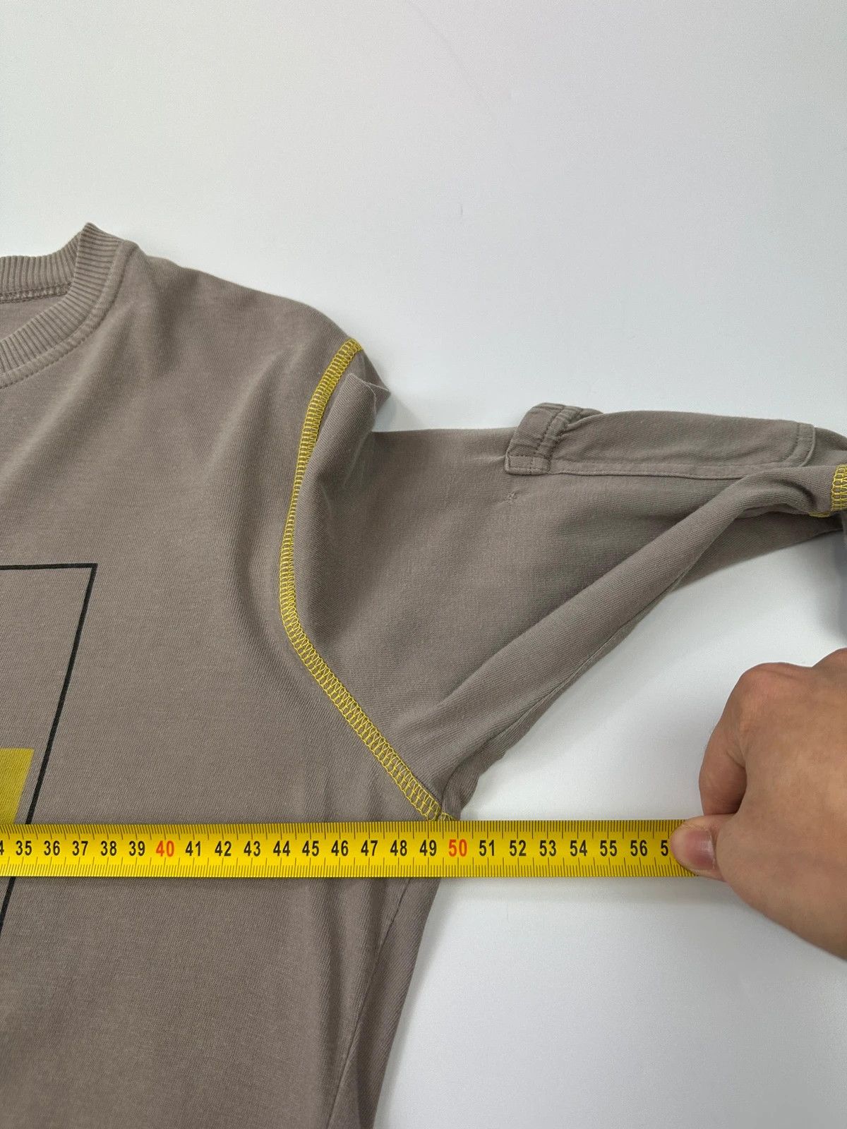 Dolce & Gabbana Dolce & Gabbana Taupe Beige & Yellow Stitches Longsleeve Tee Size US M / EU 48-50 / 2 - 11 Thumbnail