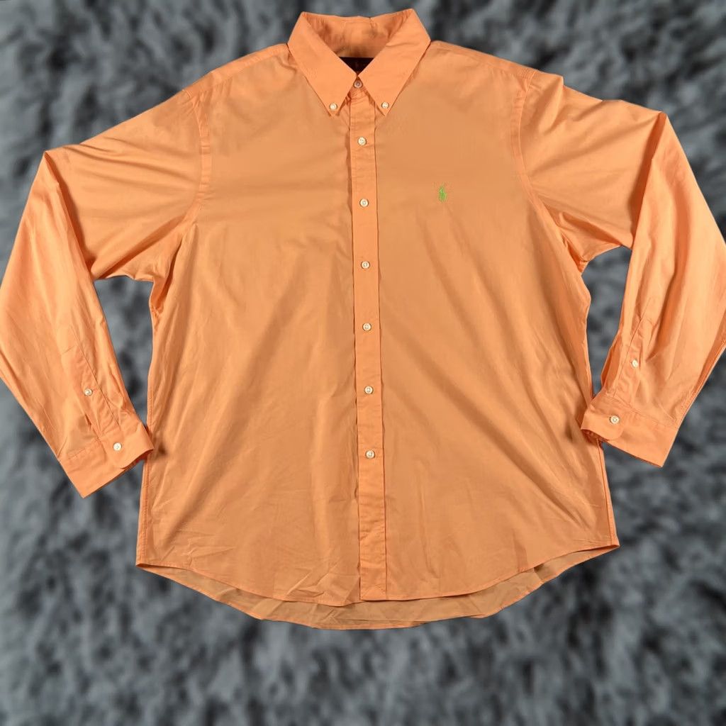 Polo Ralph Lauren Polo Ralph Lauren Mens XL Long Sleeve Button Up Pumpkin Orange Green Pony Preppy Shirt Size US XL / EU 56 / 4 - 1 Thumbnail