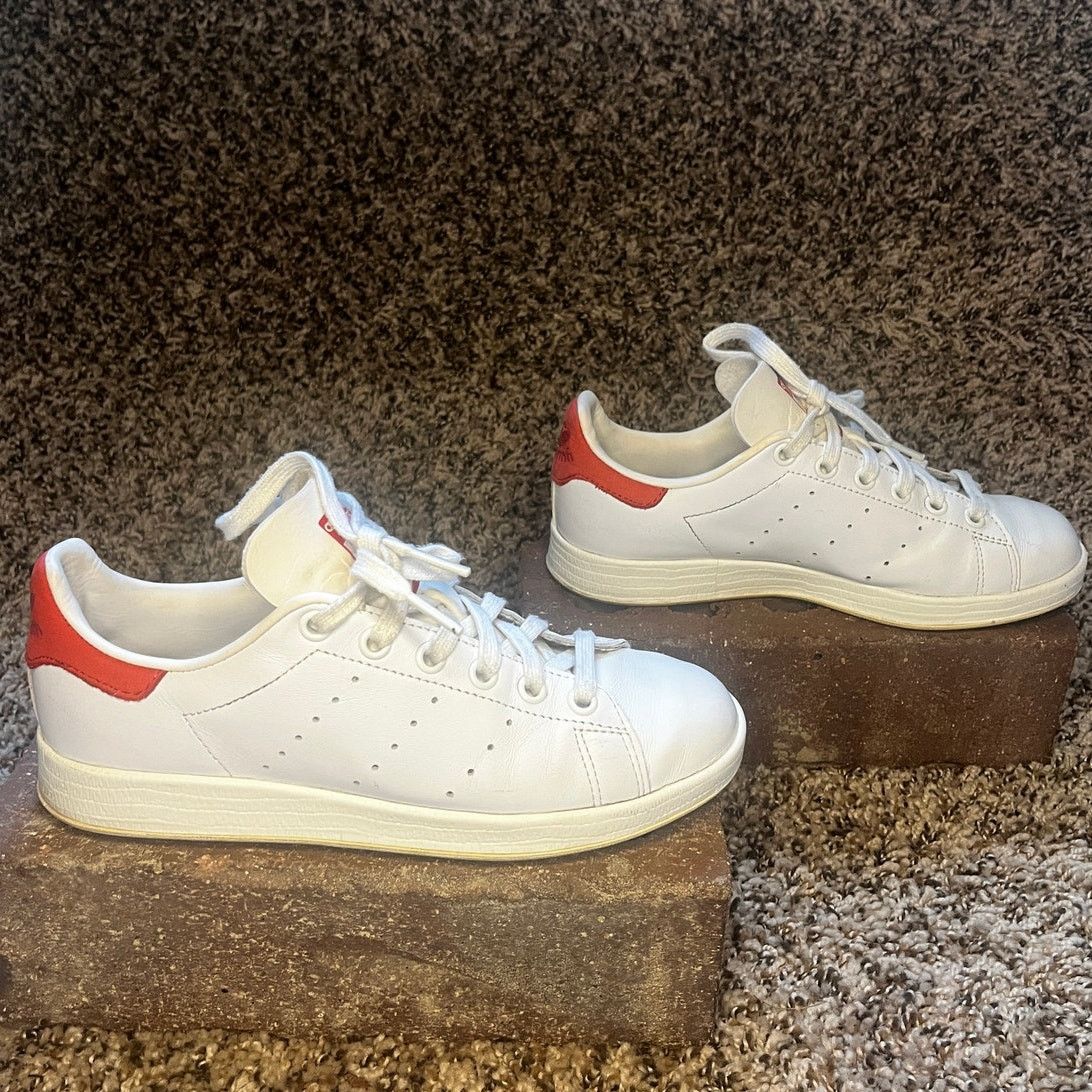Adidas adidas Stan Smith Leather Trainer Shoes Off White/Red Mens 5 Size US 6.5 / IT 36.5 - 3 Thumbnail