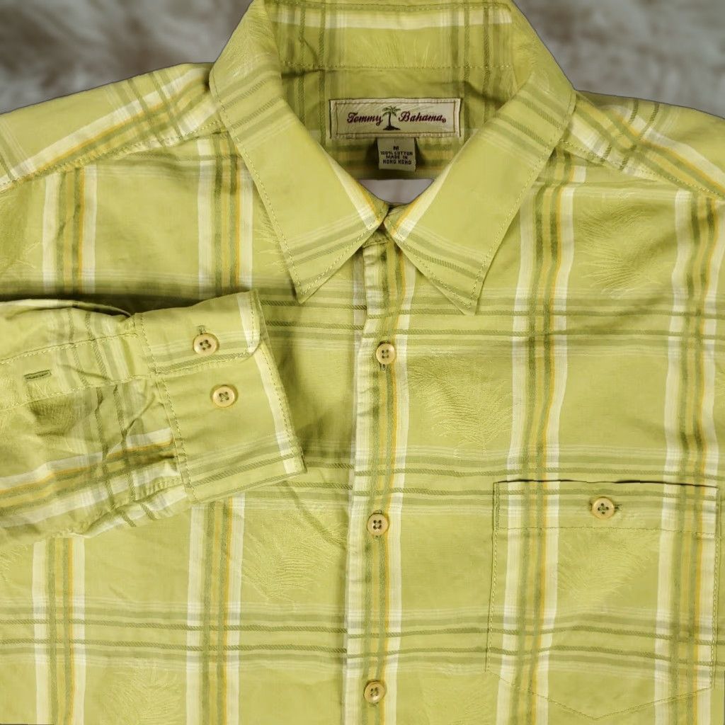 Tommy Bahama Tommy Bahama Shirt Men's Medium Green Plaid Cotton Button-Up Long Sleeve Mens Size US M / EU 48-50 / 2 - 1 Thumbnail