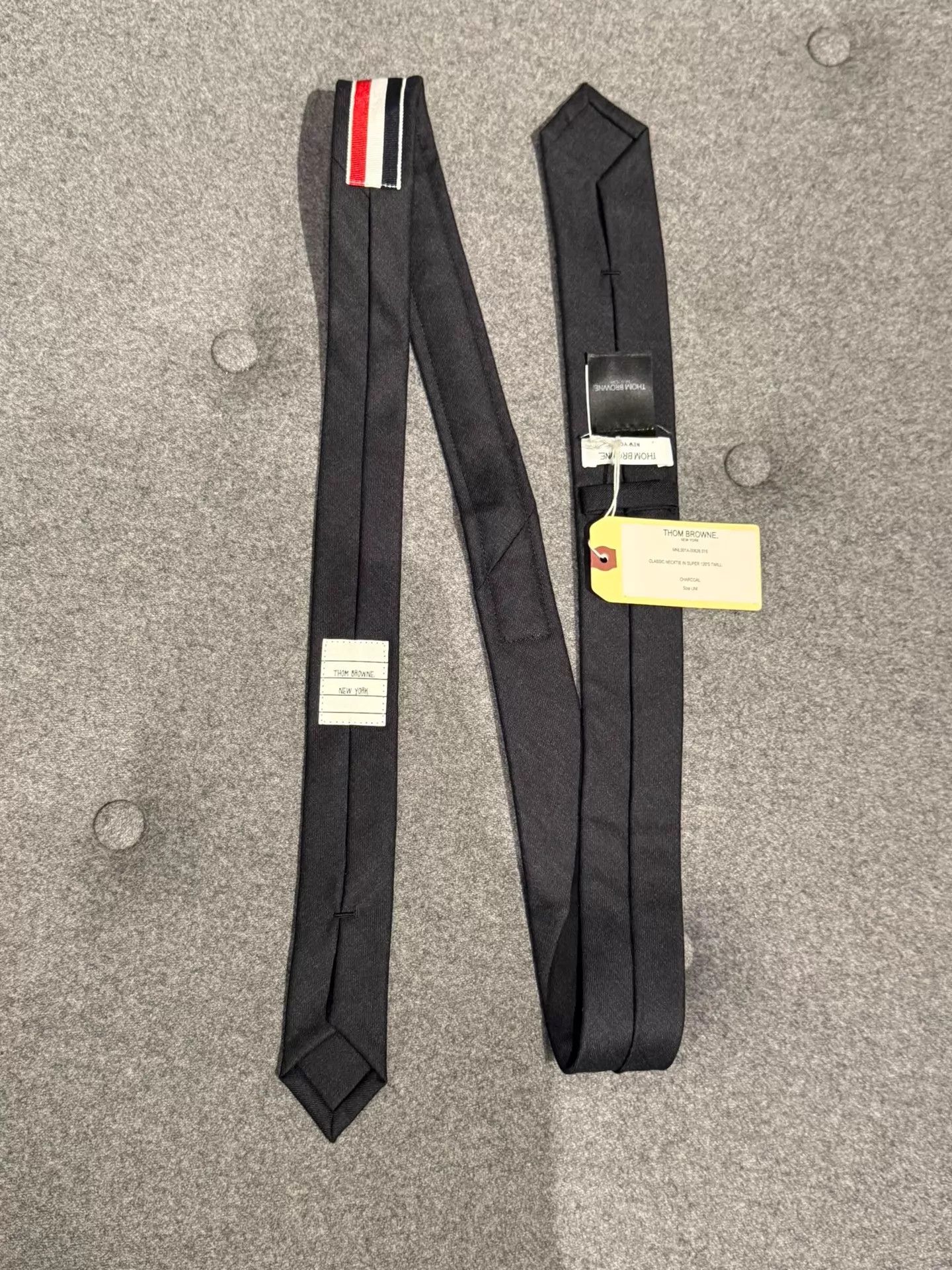 Thom Browne Thom Browne Classic Charcoal Black Wool Tie Size ONE SIZE - 2 Thumbnail
