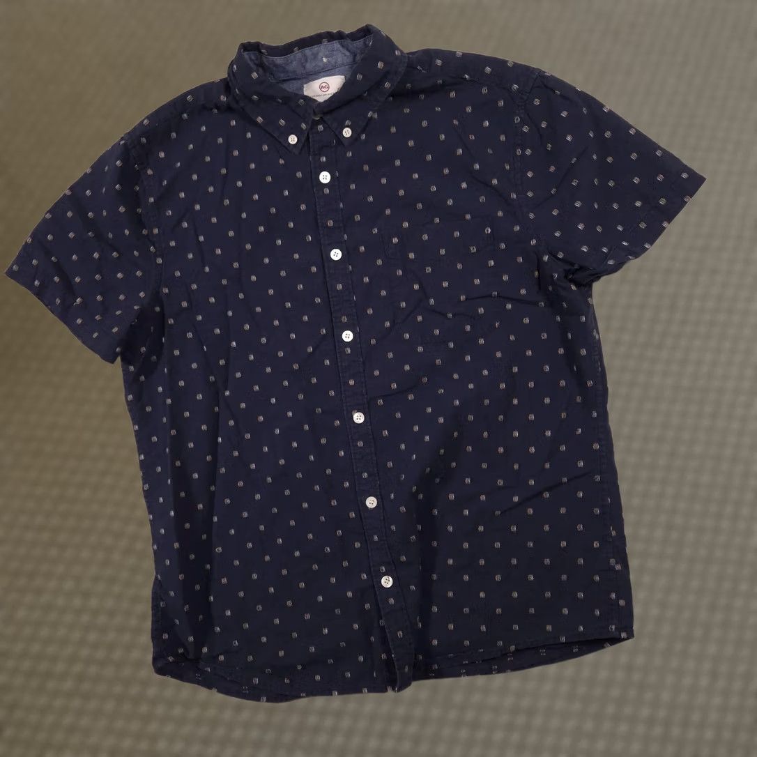 Vintage AG Adriano Goldschmied Shirt Mens M Blue Geometric Button-Down Short Sleeve Size US M / EU 48-50 / 2 - 1 Thumbnail