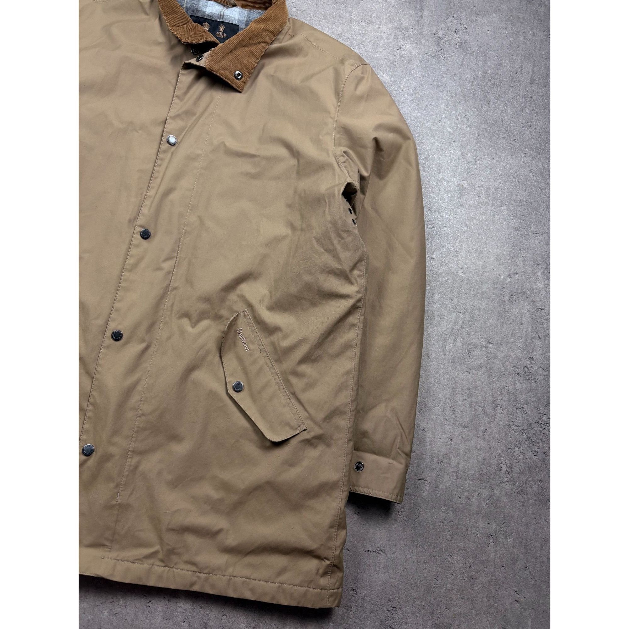 Barbour Barbour Mens Beige Waxed Cotton Jacket W/ Corduroy Collar & Size US XXL / EU 58 / 5 - 3 Thumbnail