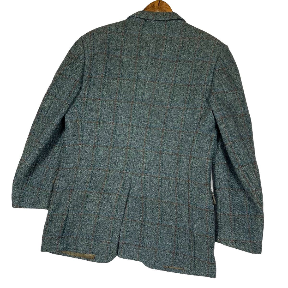 Harris Tweed Vintage 80s Harris Tweed Atelier Torino Blue Grey Plaid Wool Size 52R - 7 Thumbnail