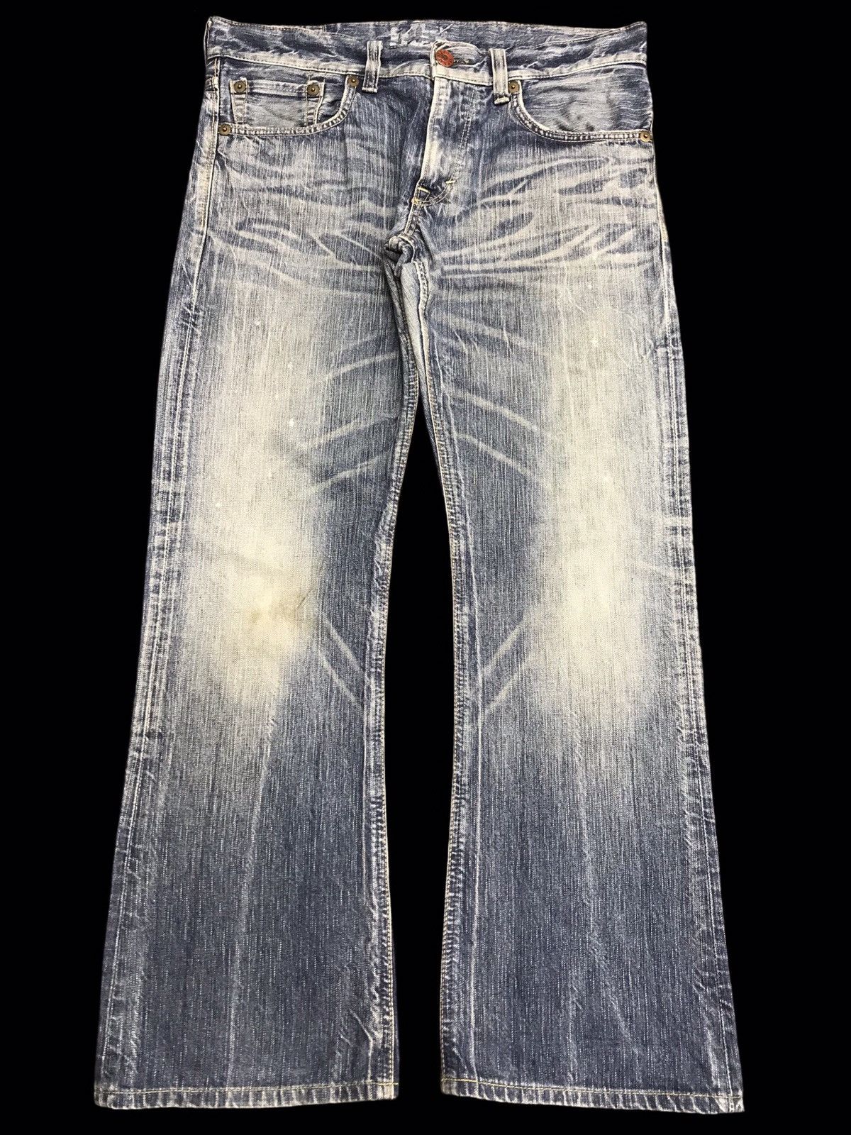 Edwin 💥FLARE💥ARCHIVAL EDWIN 503 SICK FADES FLARE DENIM F416 Size US 35 - 1 Thumbnail