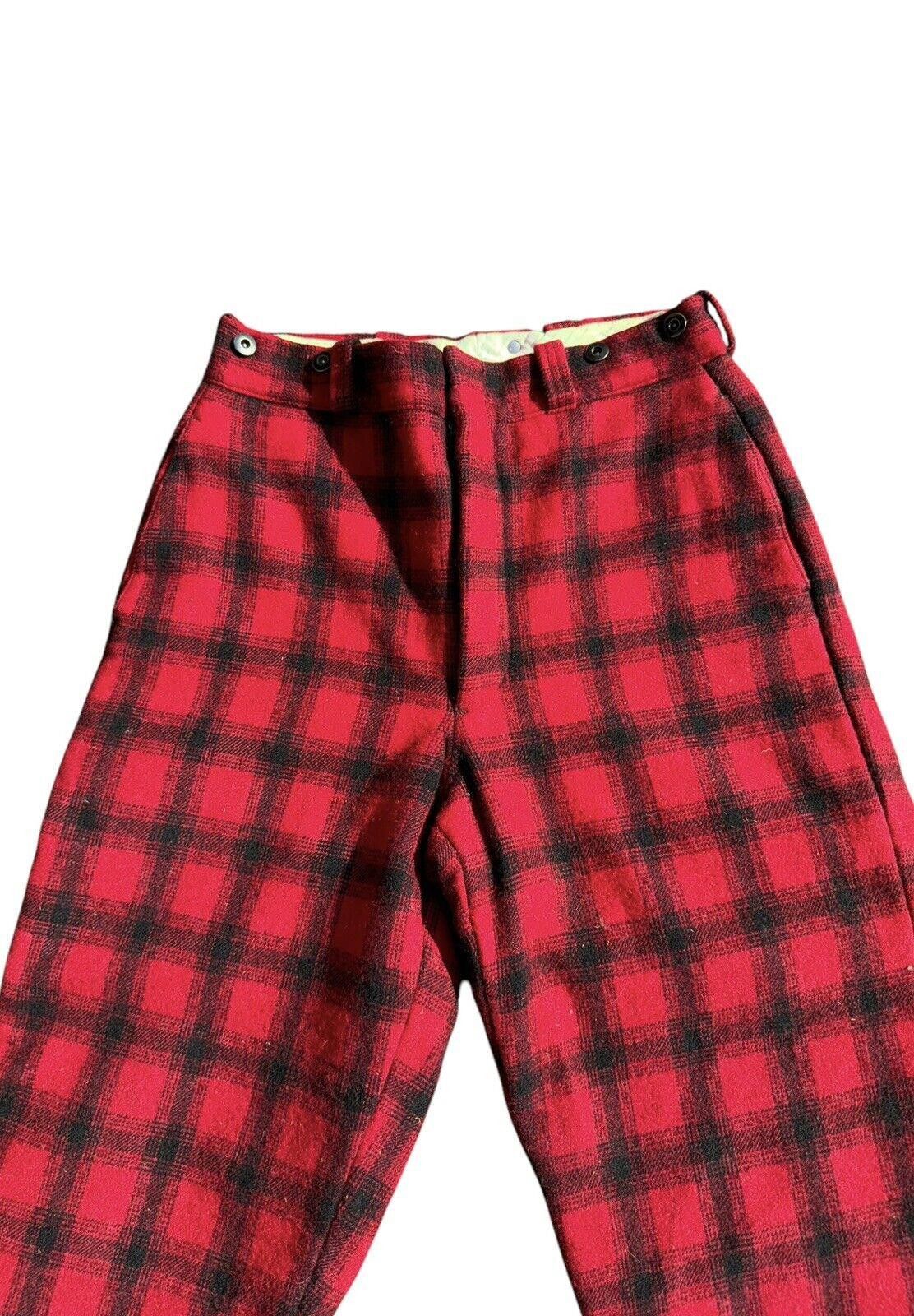 Designer Vintage 1950s 60s Woolrich Buffalo Plaid Hunting Pants L Size US 34 / EU 50 - 2 Thumbnail