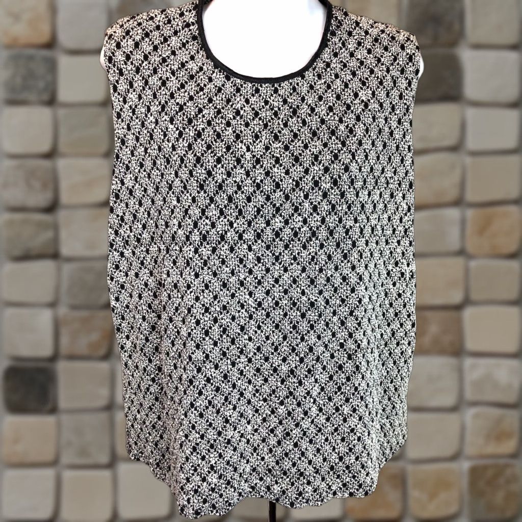 George George Sleeveless Knit Top Blouse XL White/Black Scoop Neck NWT Sleeveless Knit Top George Women XS-XL? Size XL / US 12-14 / IT 48-50 - 1 Thumbnail
