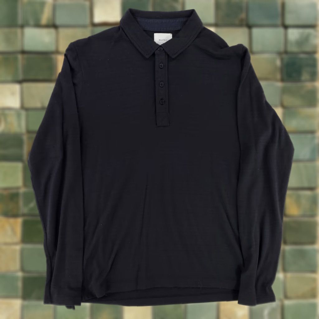 Billy Reid Billy Reid Long Sleeve Polo Shirt Dark Gray Polyester Cotton Blend Mens L Size US L / EU 52-54 / 3 - 1 Thumbnail