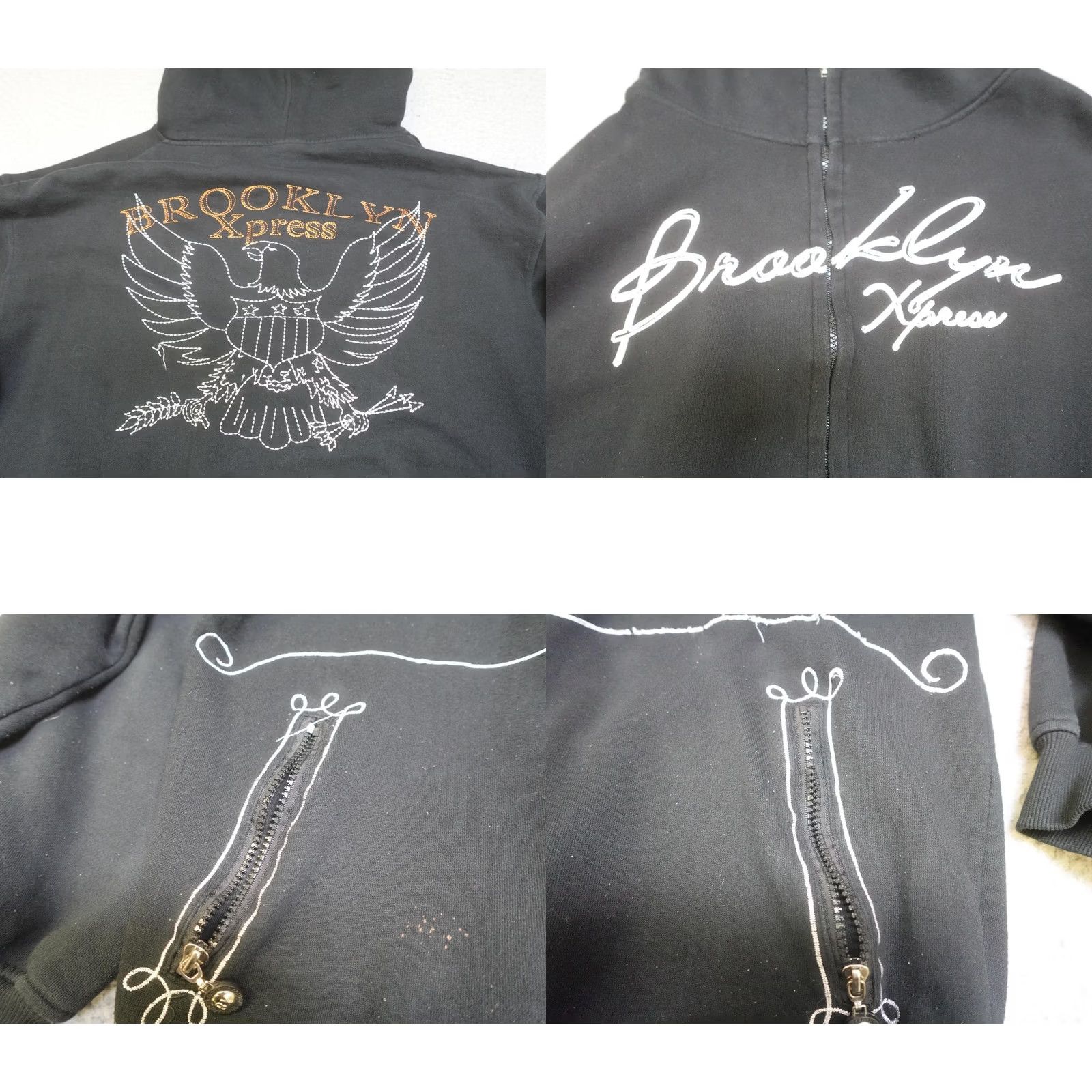 Vintage VINTAGE Brooklyn Xpress Hoodie Mens XL Black Eagle Grunge Gothic Size US XL / EU 56 / 4 - 8 Thumbnail