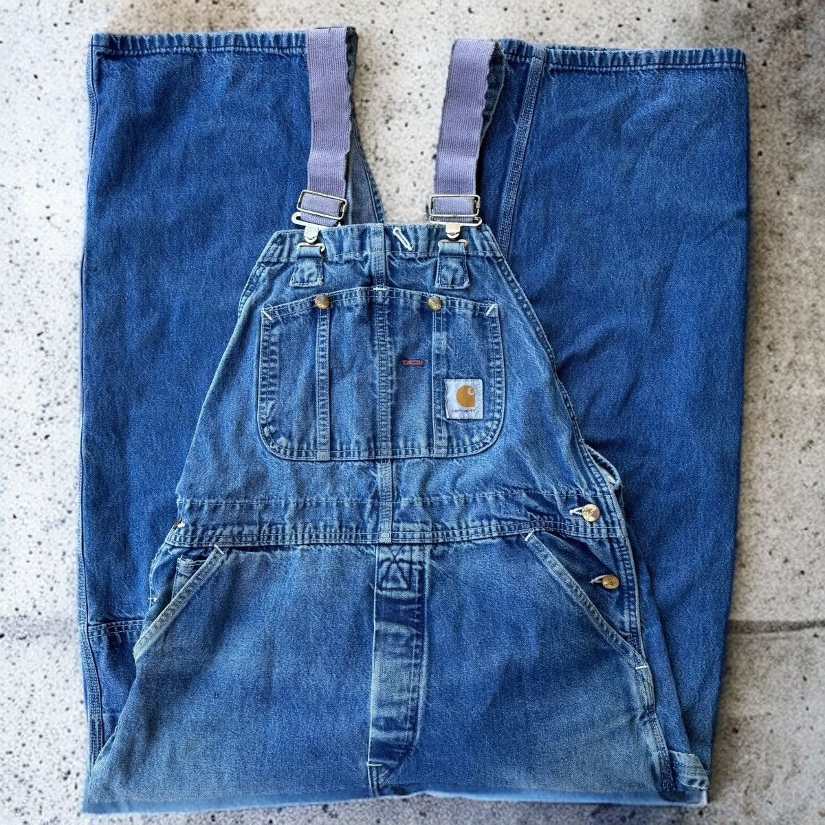 Carhartt Purple straps! Carhartt Washed Blue Denim Overalls 90s Jeans Size US 38 / EU 54 - 8 Thumbnail