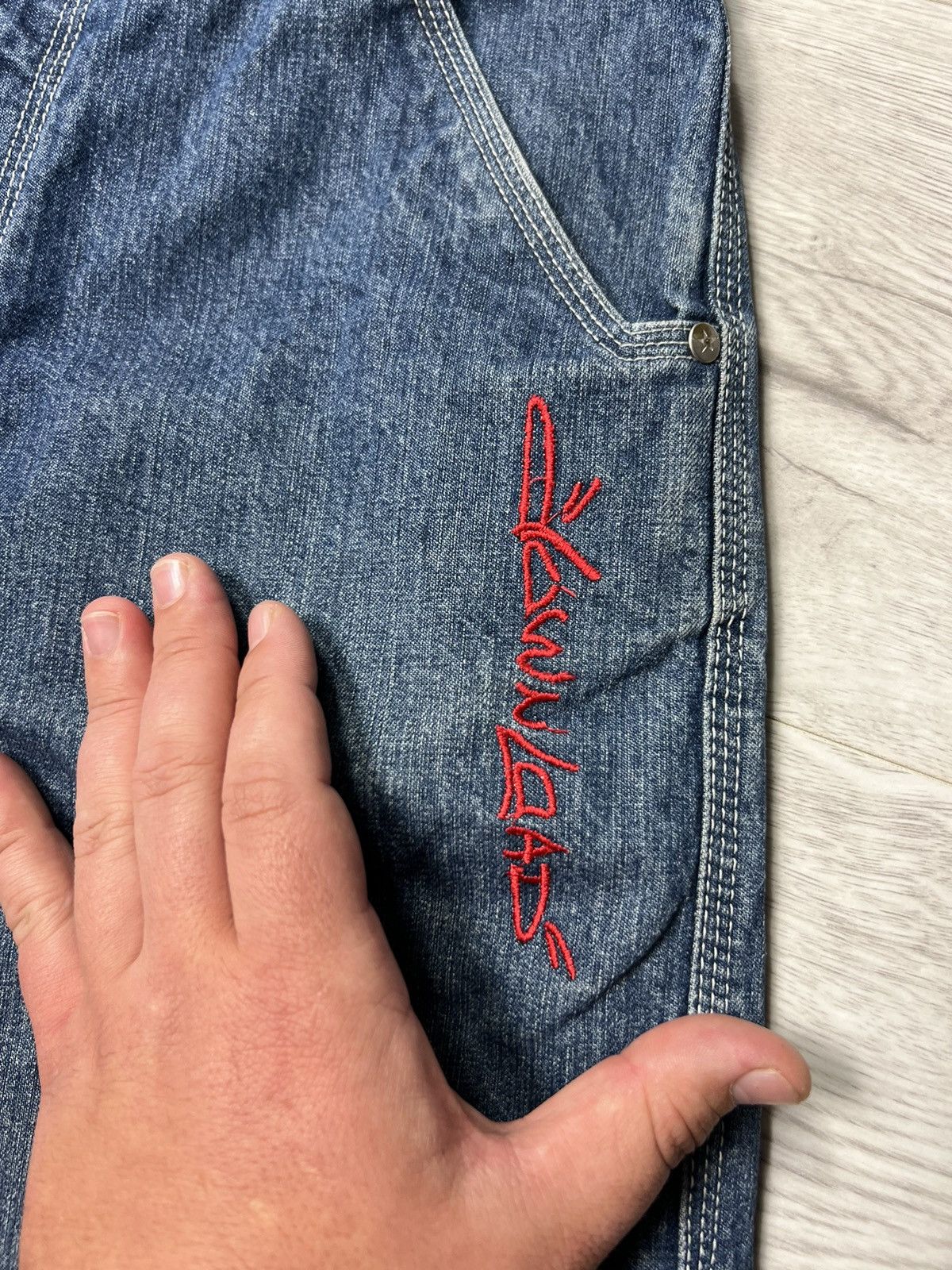 Japanese Brand × Rap Tees × Vintage Vintage Download Long Denim Shorts With Logo Carpenter Jeans Size US 28 / EU 44 - 17 Thumbnail