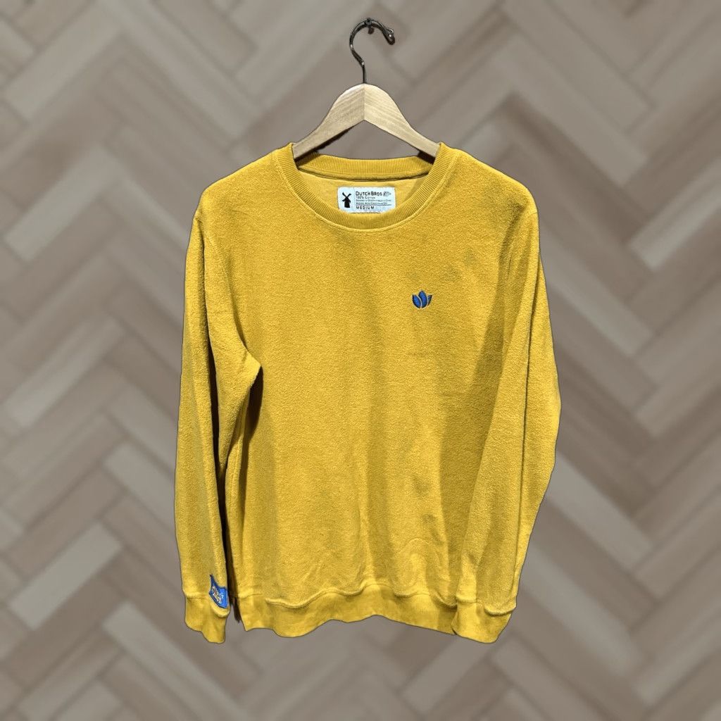 Vintage Dutch Bros Mens Fleece Long Sleeve Sweatshirt Size M Yellow Pullover Sweatshirt Mens Yellow Fleece Long Sleeve Dutch Bros Sweatshirt Size US M / EU 48-50 / 2 - 1 Thumbnail