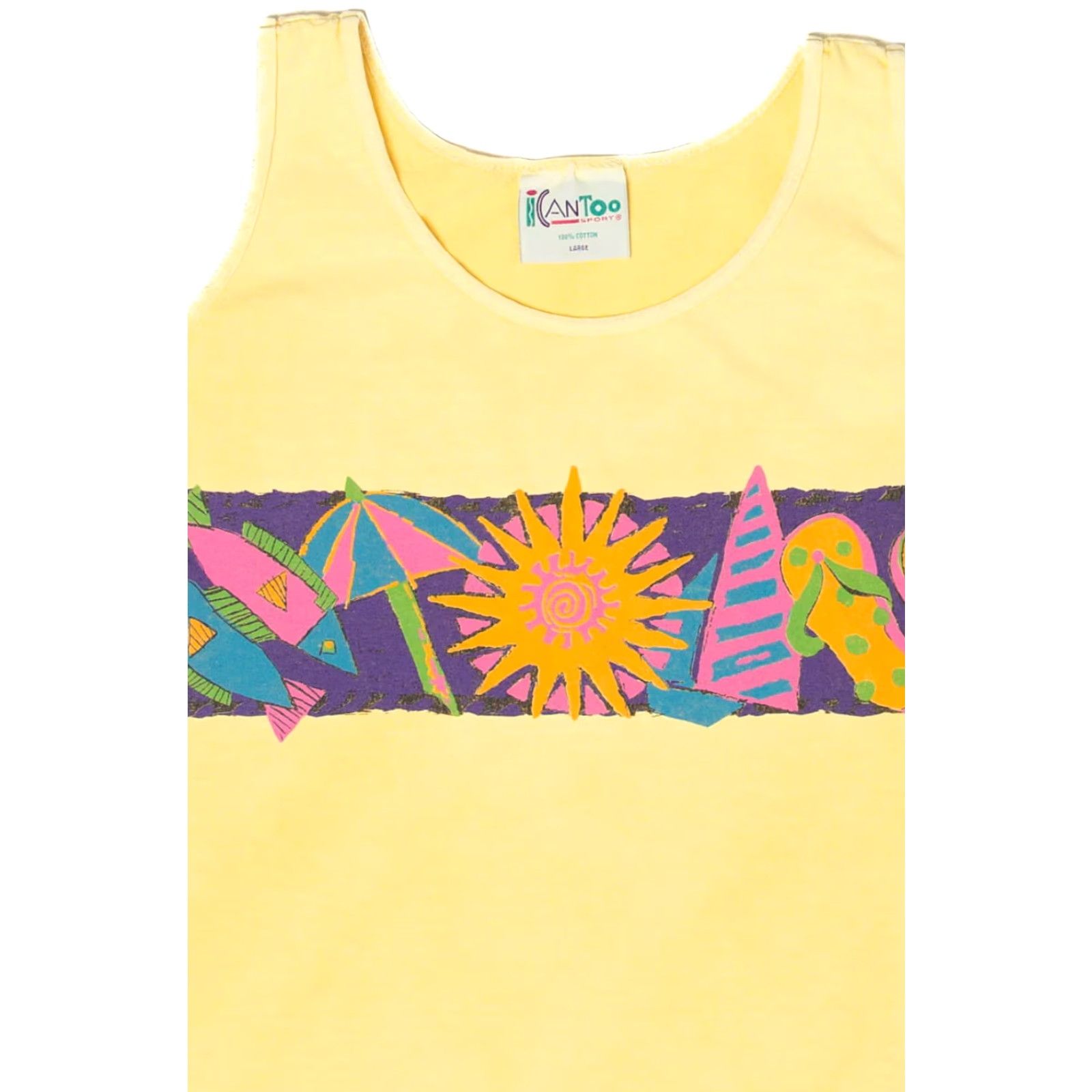 Vintage VINTAGE I Can Too Sleeveless T-Shirt Yellow Unisex Adults Large 1990s 1993 Size US L / EU 52-54 / 3 - 2 Thumbnail