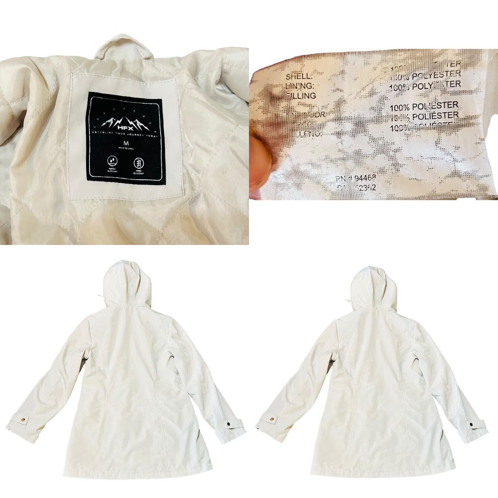 Vintage HFX Women's All Weather Trench Coat Hooded Water Resistant Cement Gray Medium Coat Size M / US 6-8 / IT 42-44 - 8 Thumbnail