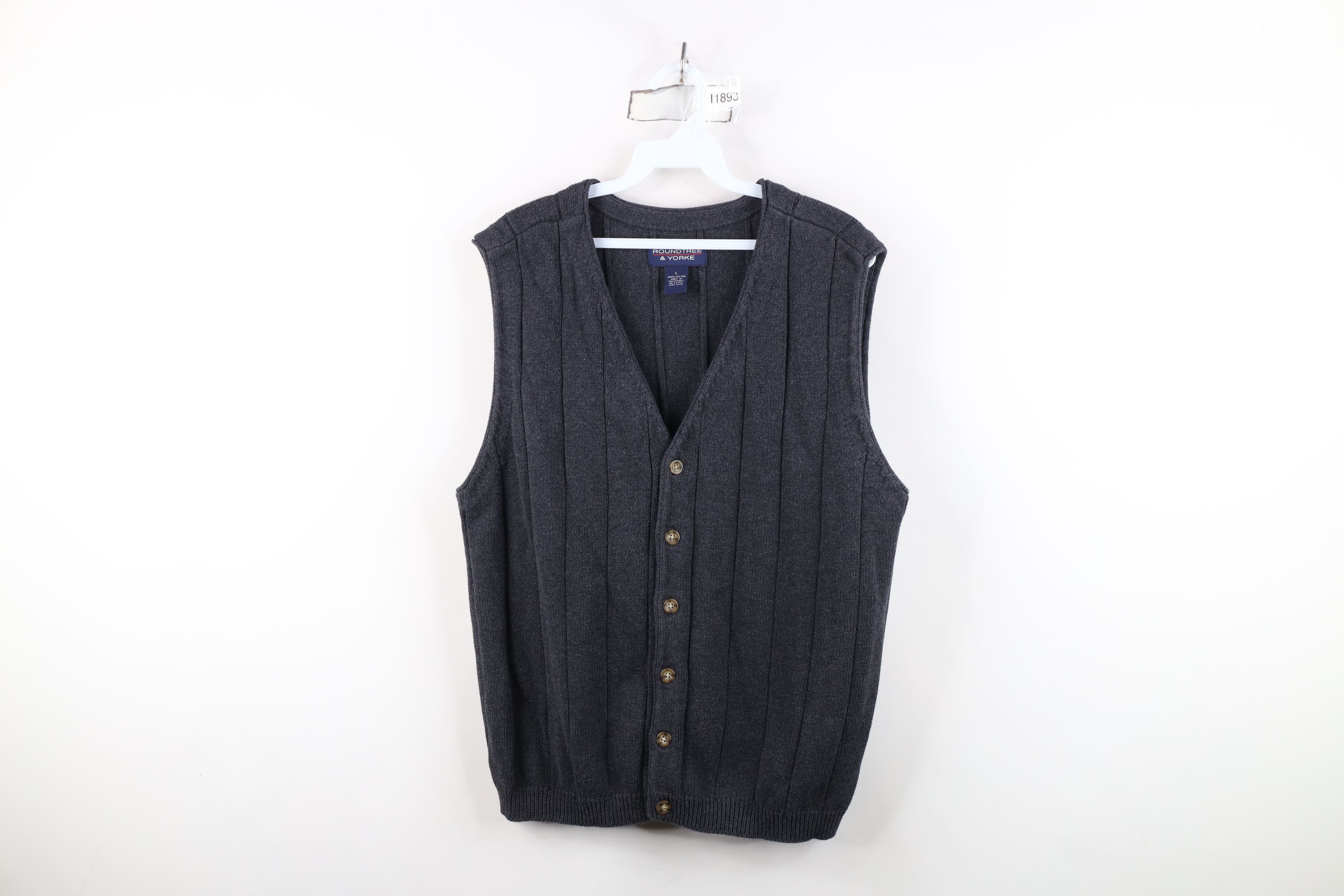 Vintage Vintage 90s Streetwear Blank Heavy Cotton Knit Sweater Vest Size US L / EU 52-54 / 3 - 1 Thumbnail