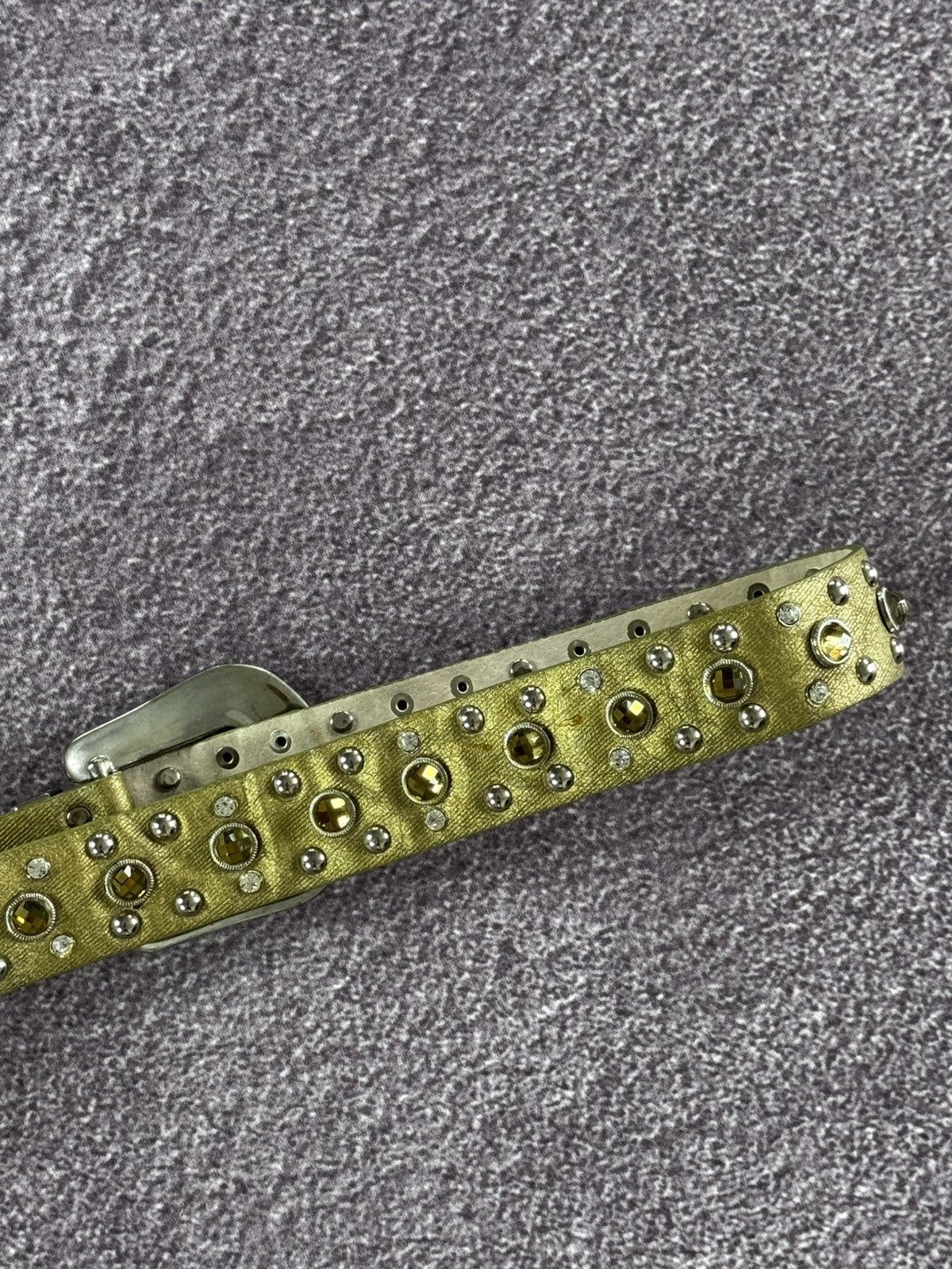 Japanese Brand Y2K Bb Simons Style Glamour Rhinestones Grunge Belt Size 30 - 9 Thumbnail