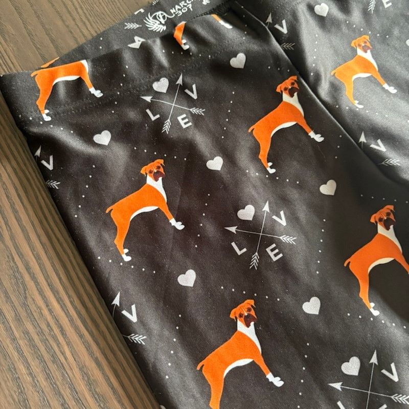 Other Anarchy 307 Womens Large Black Leggings Boxer Love Dog Lover Size 29" - 4 Thumbnail