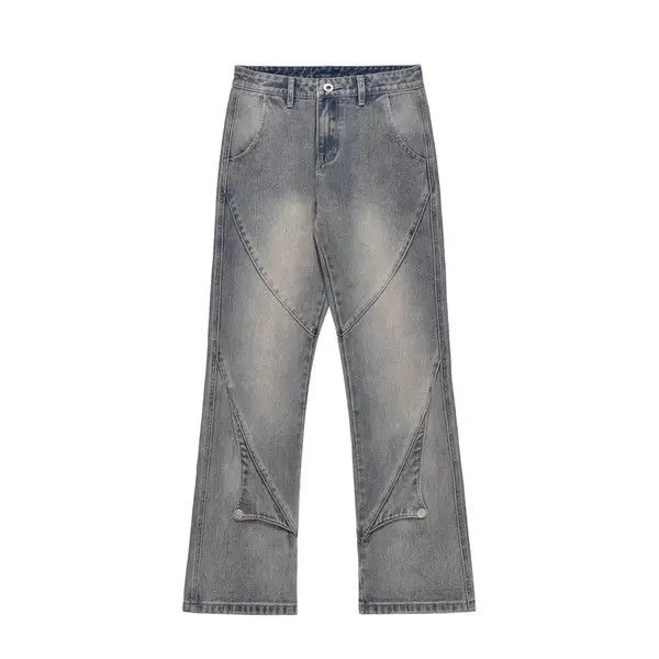 Jean High street trend stitching washed wide-leg jeans Size US 32 / EU 48 - 1 Thumbnail