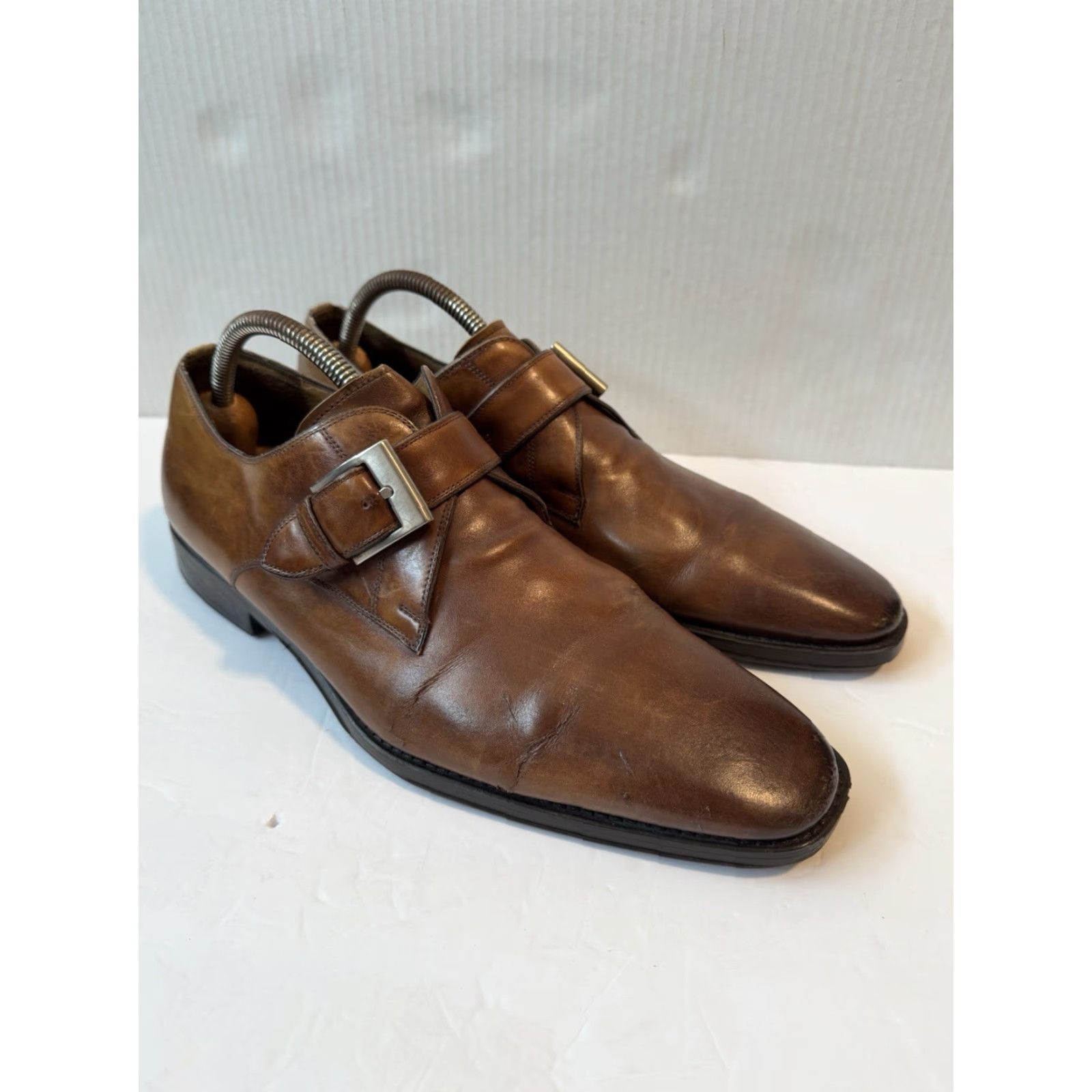 Magnanni Magnanni Marco 18398 Monk Strap Leather Loafers Cognac US 9.5 M Dress Men Shoes Size US 9 / EU 42 - 2 Thumbnail