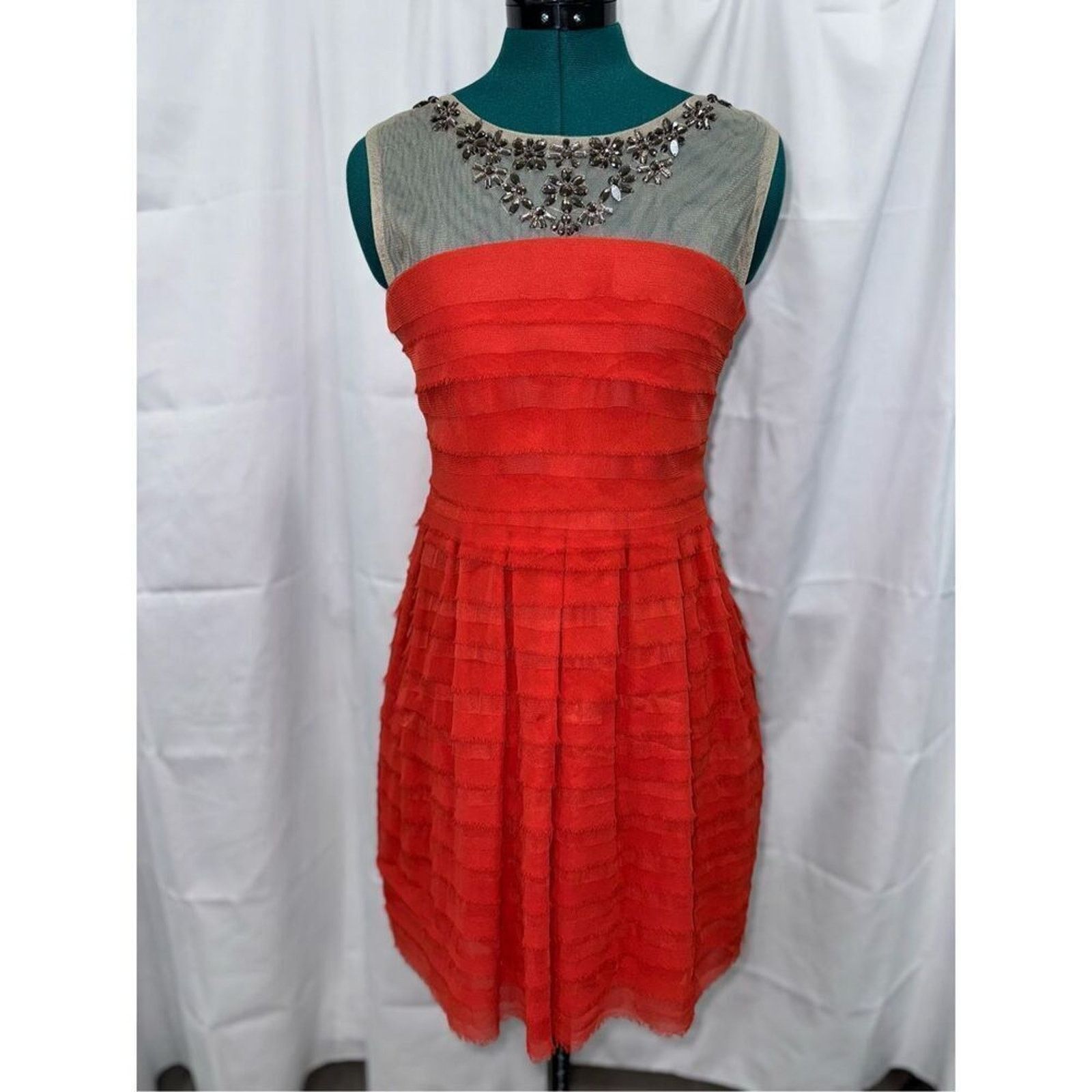 Other Jolie Moi red tiered mesh dress with embellished top | US 6 Size M / US 6-8 / IT 42-44 - 2 Thumbnail