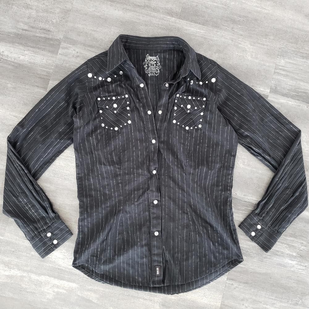 Designer Black Longhorn 20X Horse Show Button Down Size S / US 4 / IT 40 - 1 Thumbnail