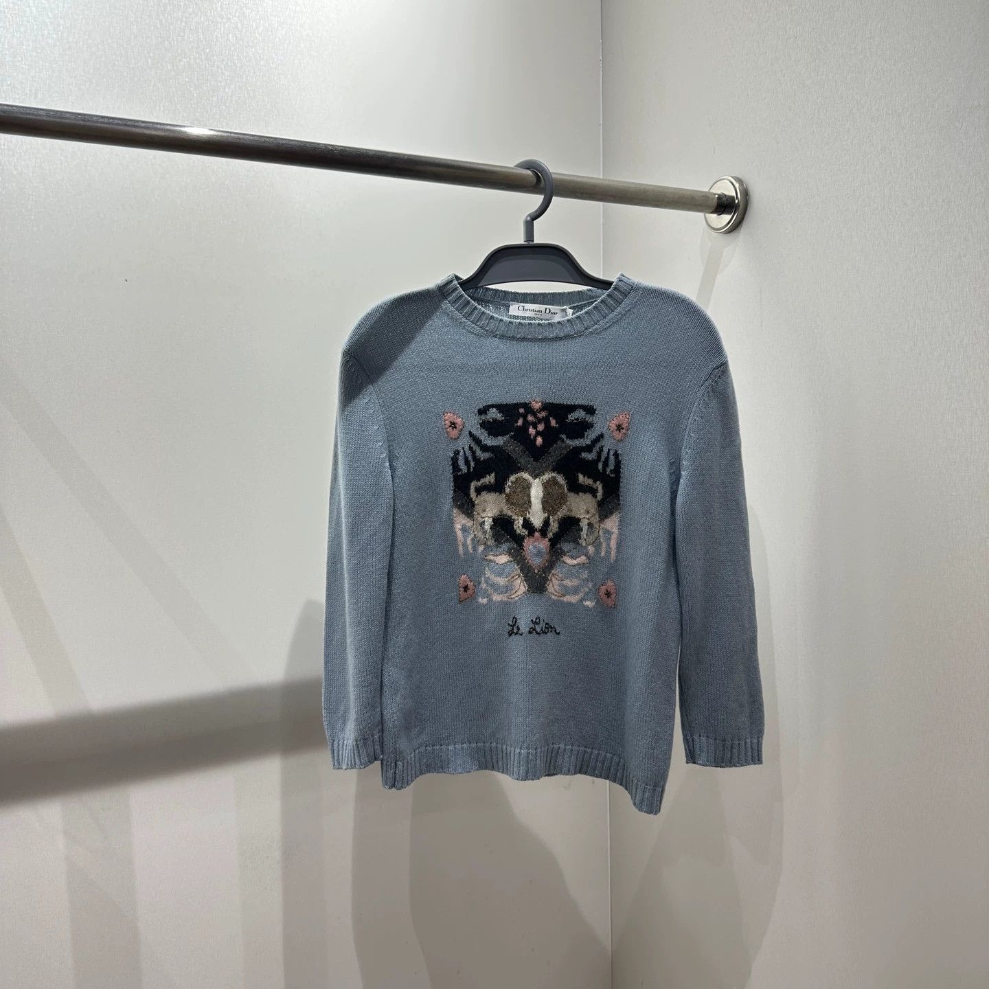 Dior Dior mar459 Mist Blue Pattern Cashmere Sweater S Size S / US 4 / IT 40 - 1 Thumbnail