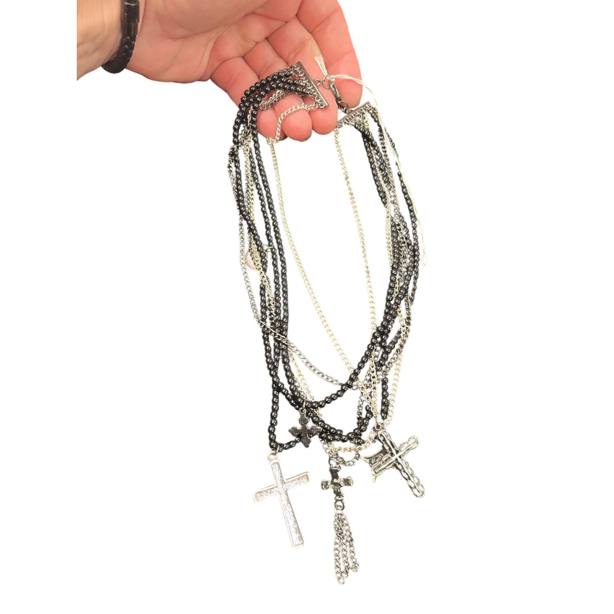 Bebe Bebe wms silver black beaded multi cross charms necklace SKU Size ONE SIZE - 7 Thumbnail