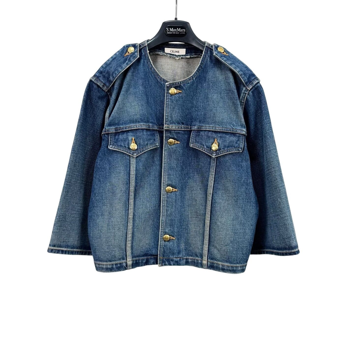 Celine Celine Gold Triomphe Button Denim Jacket M Size US M / EU 48-50 / 2 - 1 Thumbnail