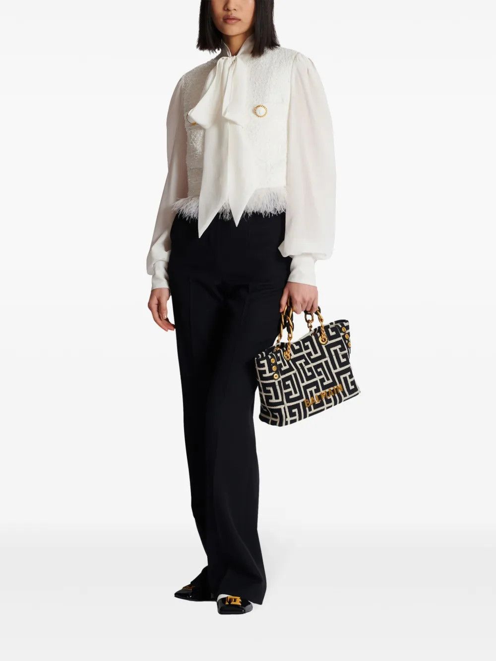 Balmain o1s1wg110825 Panelled Tweed Jacket in White Size XL / US 12-14 / IT 48-50 - 7 Thumbnail