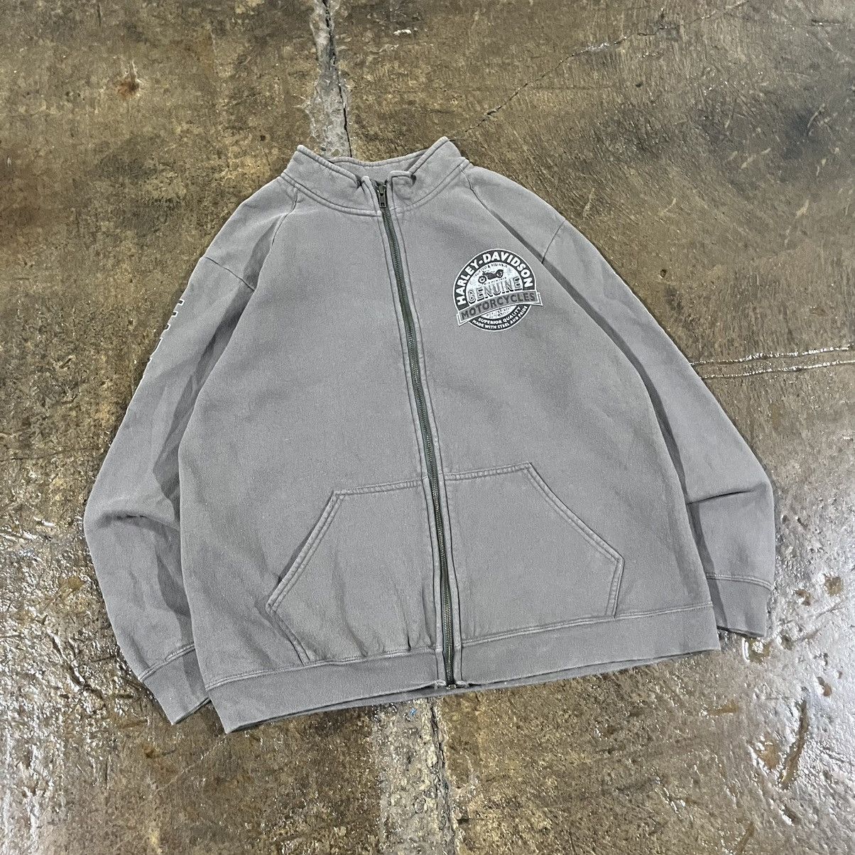 Harley Davidson × Vintage Vintage Harley Davidson Full Zip-Up Biker Grunge Sweatshirt Size US L / EU 52-54 / 3 - 3 Thumbnail