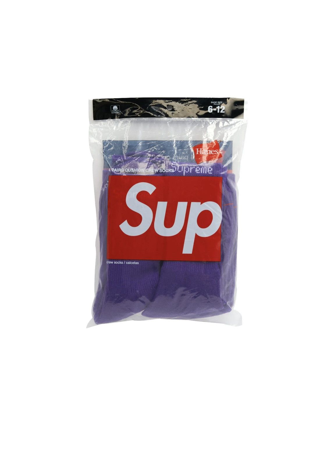 Hanes × Supreme SS21 Supreme Crew Socks (4 Pack) Purple BRAND NEW Size ONE SIZE - 1 Thumbnail
