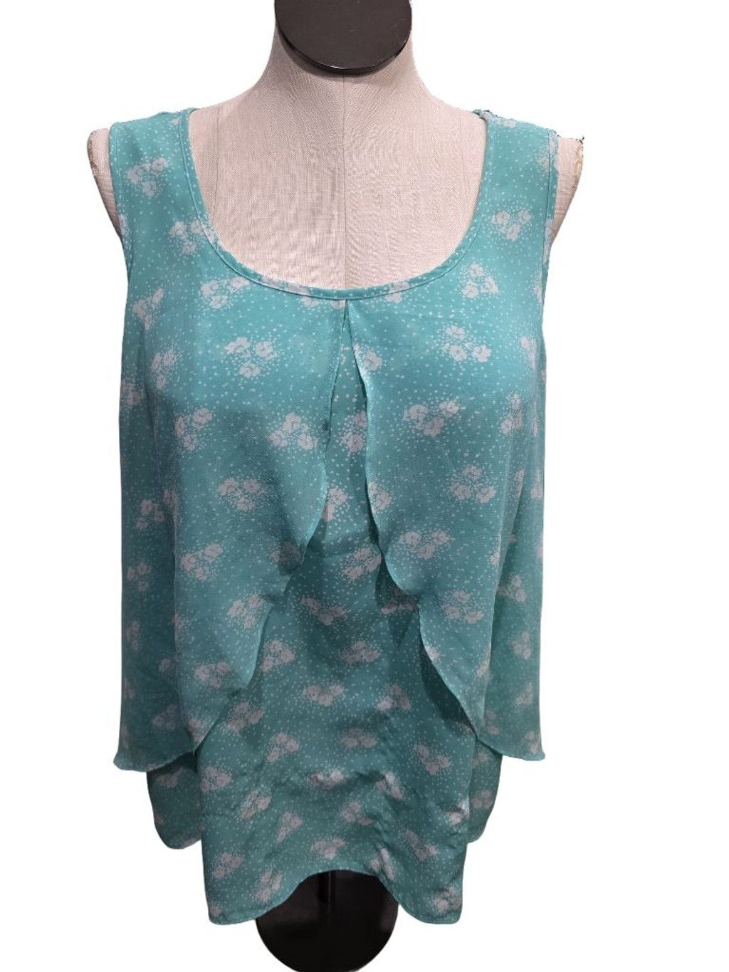 Torrid Women's Torrid Teal Floral Layered Sleeveless Blouse Size 2X Size XS / US 0-2 / IT 36-38 - 1 Thumbnail