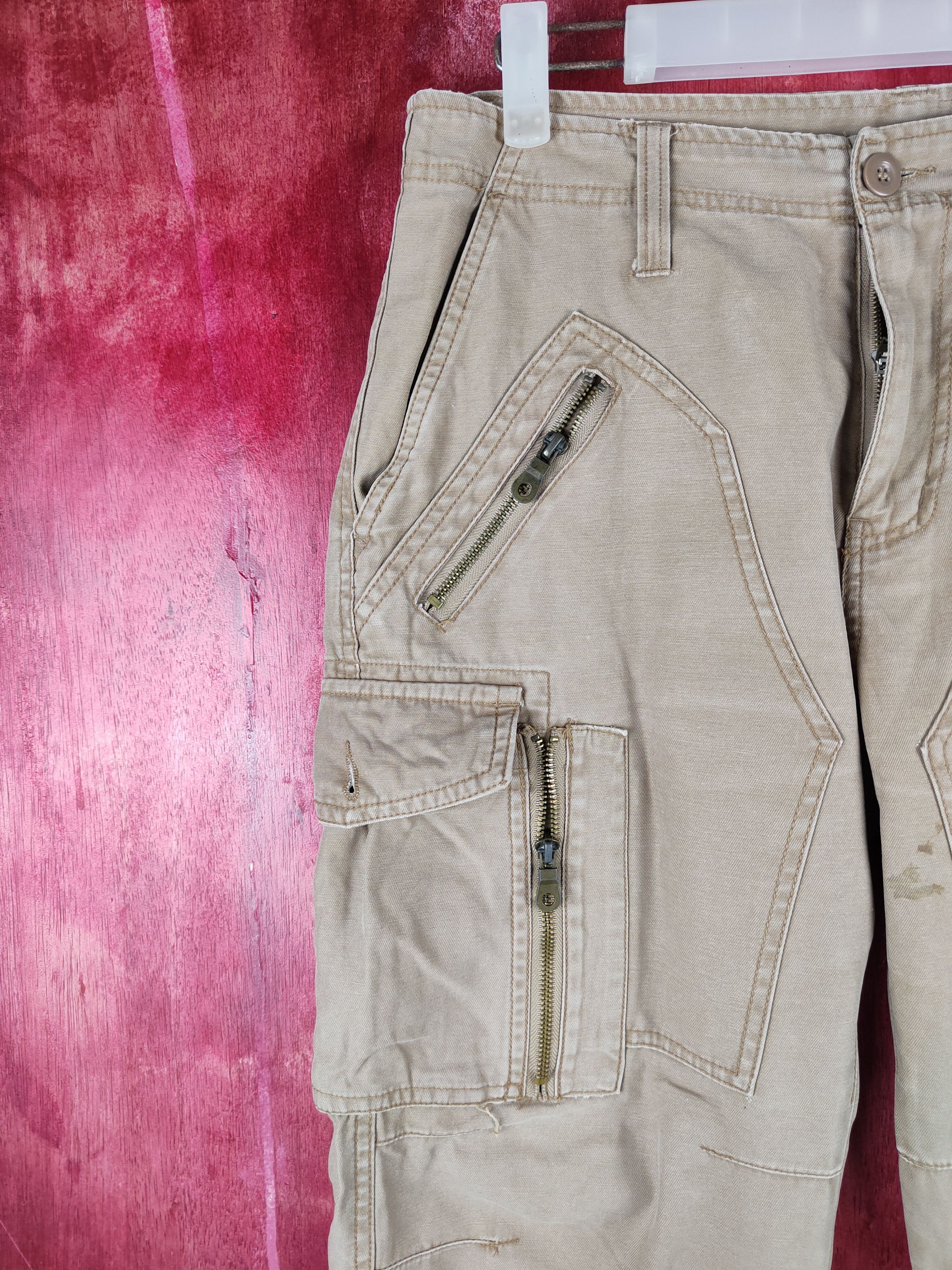 Japanese Brand Six-Star Beige Multipocket Tactical Cargo Pants #S1258 Size US 31 - 3 Thumbnail