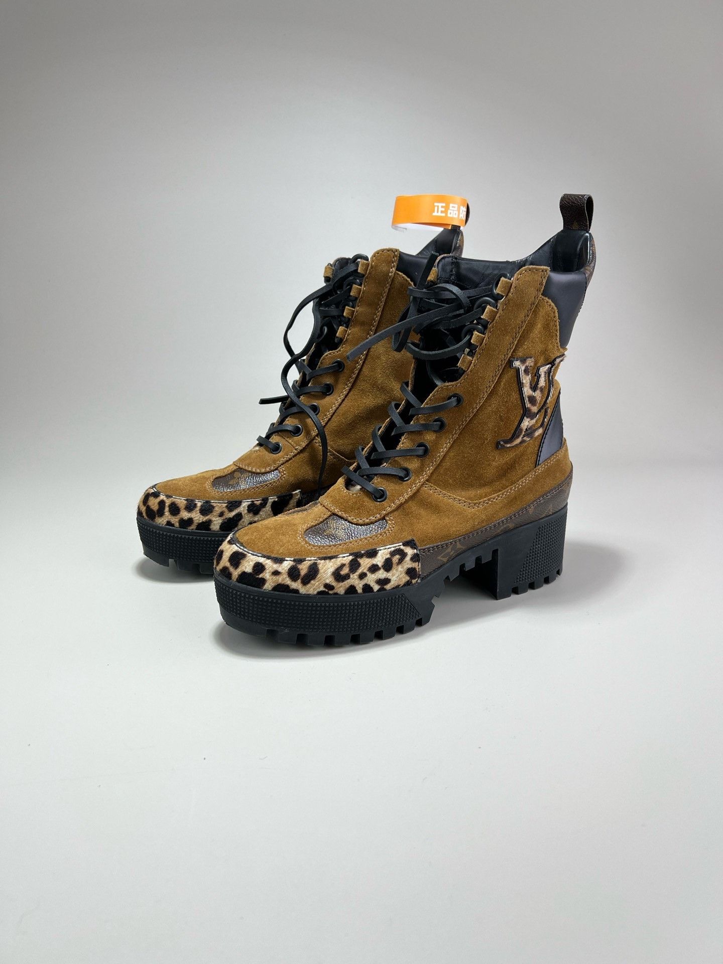 Louis Vuitton Louis Vuitton Brown Suede Leopard Martin Boots Size US 6.5 / IT 36.5 - 1 Thumbnail