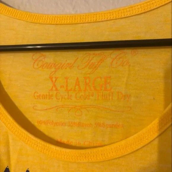 Other Cowgirl Tuff Yellow Western Print Tank Top Size XL / US 12-14 / IT 48-50 - 3 Thumbnail